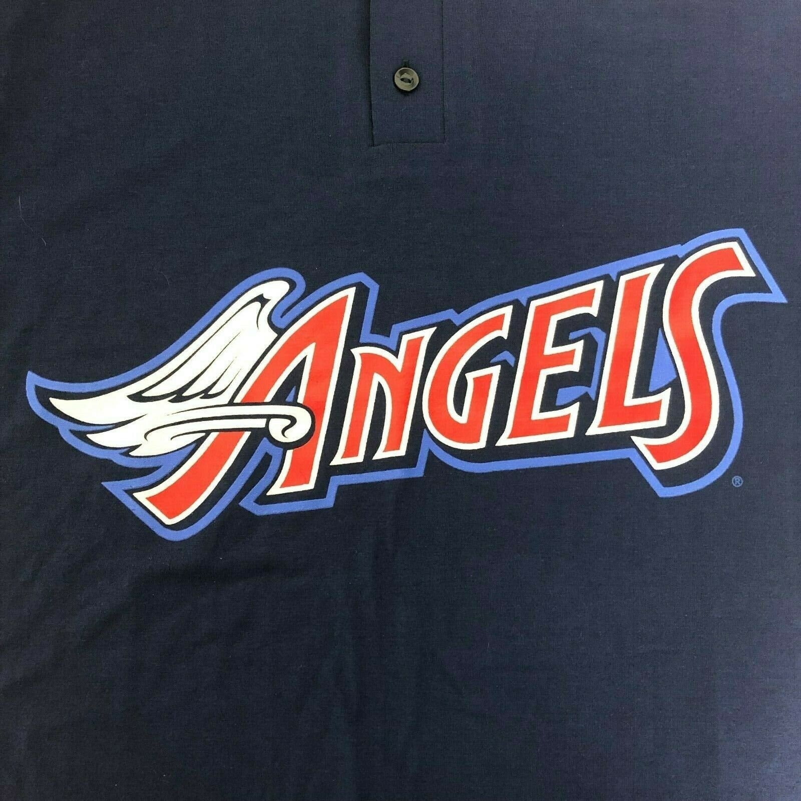 Vintage Majestic Los Angeles Angels Button T-Shirt Blue by Genuine  Merchandise