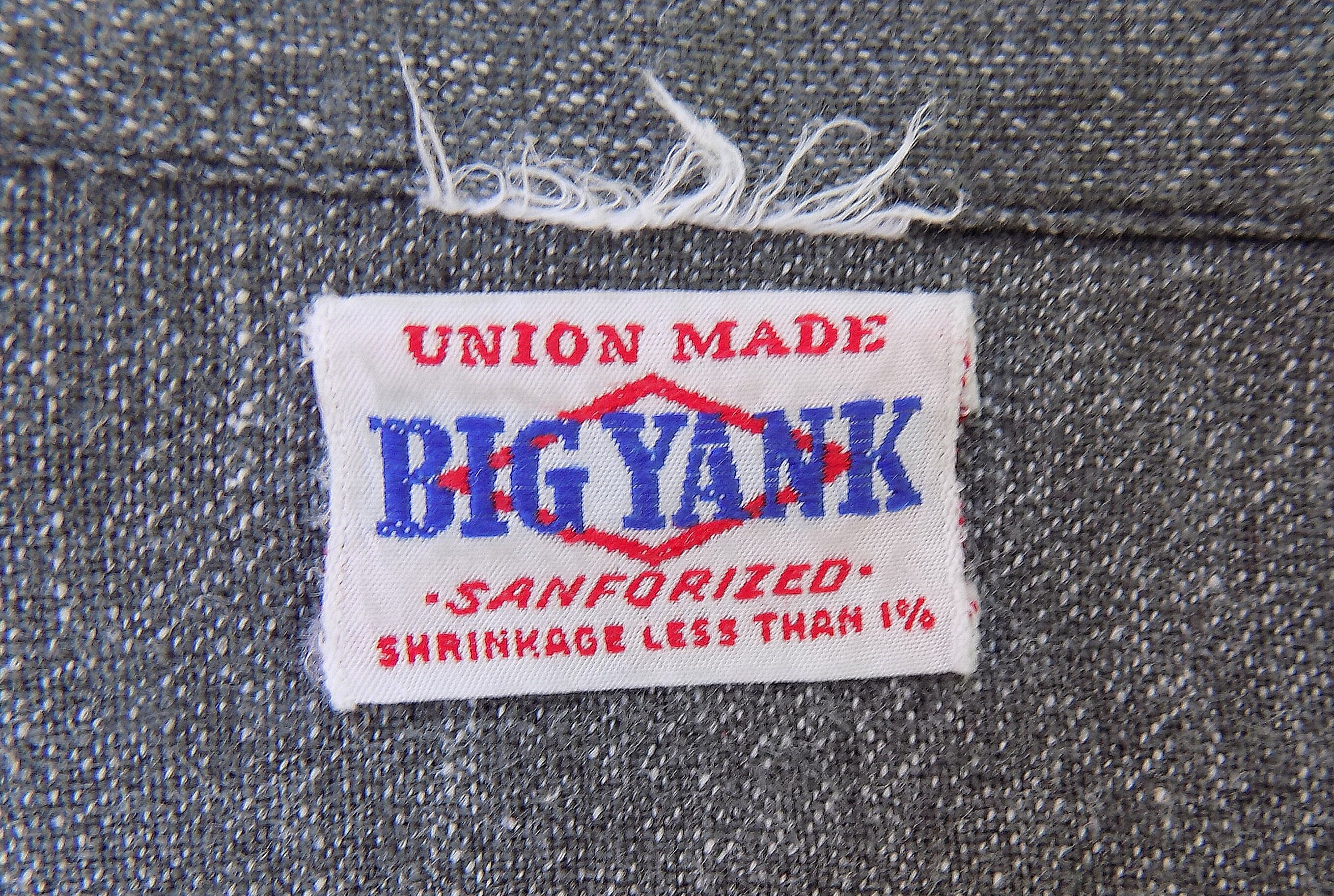 Vintage 40s Original Rare Large Big Yank Work Shirt Gray Salt and