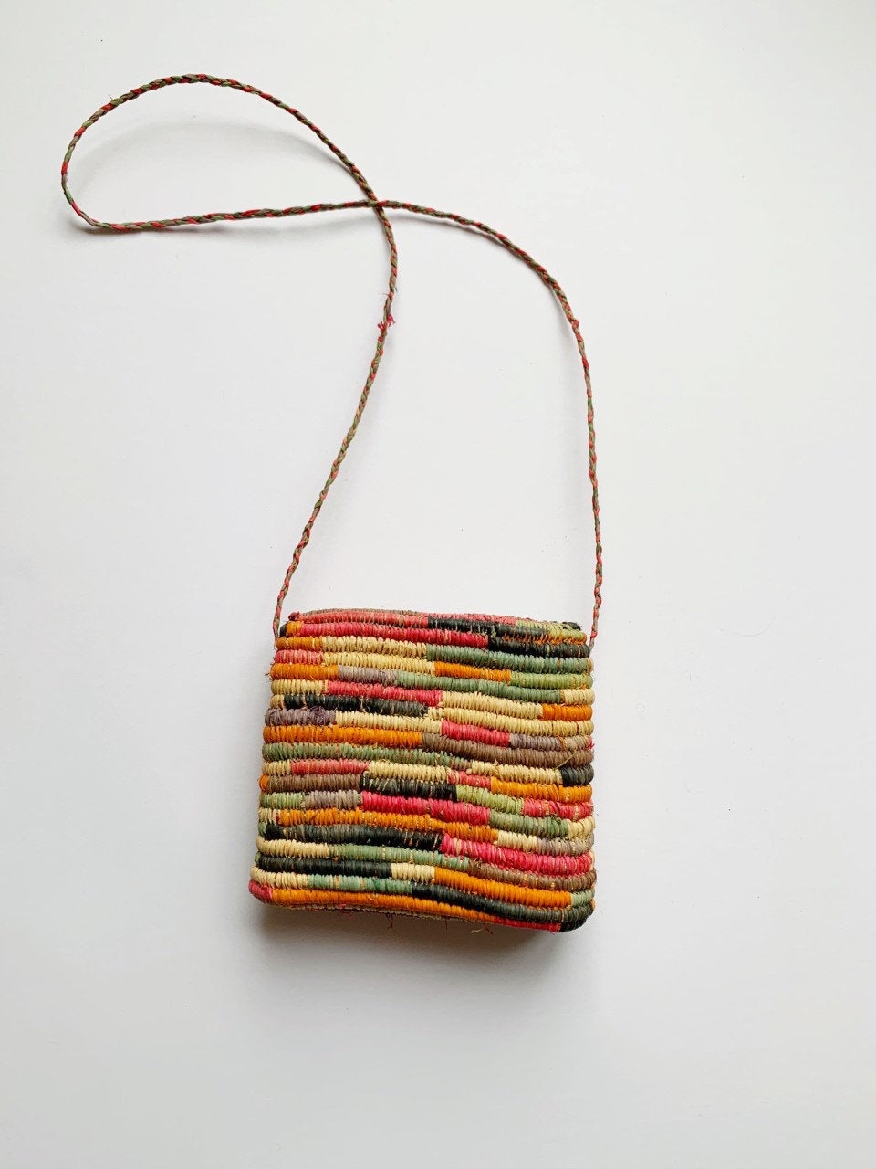 Vintage 90's Rainbow Straw Box Purse Shop THRILLING
