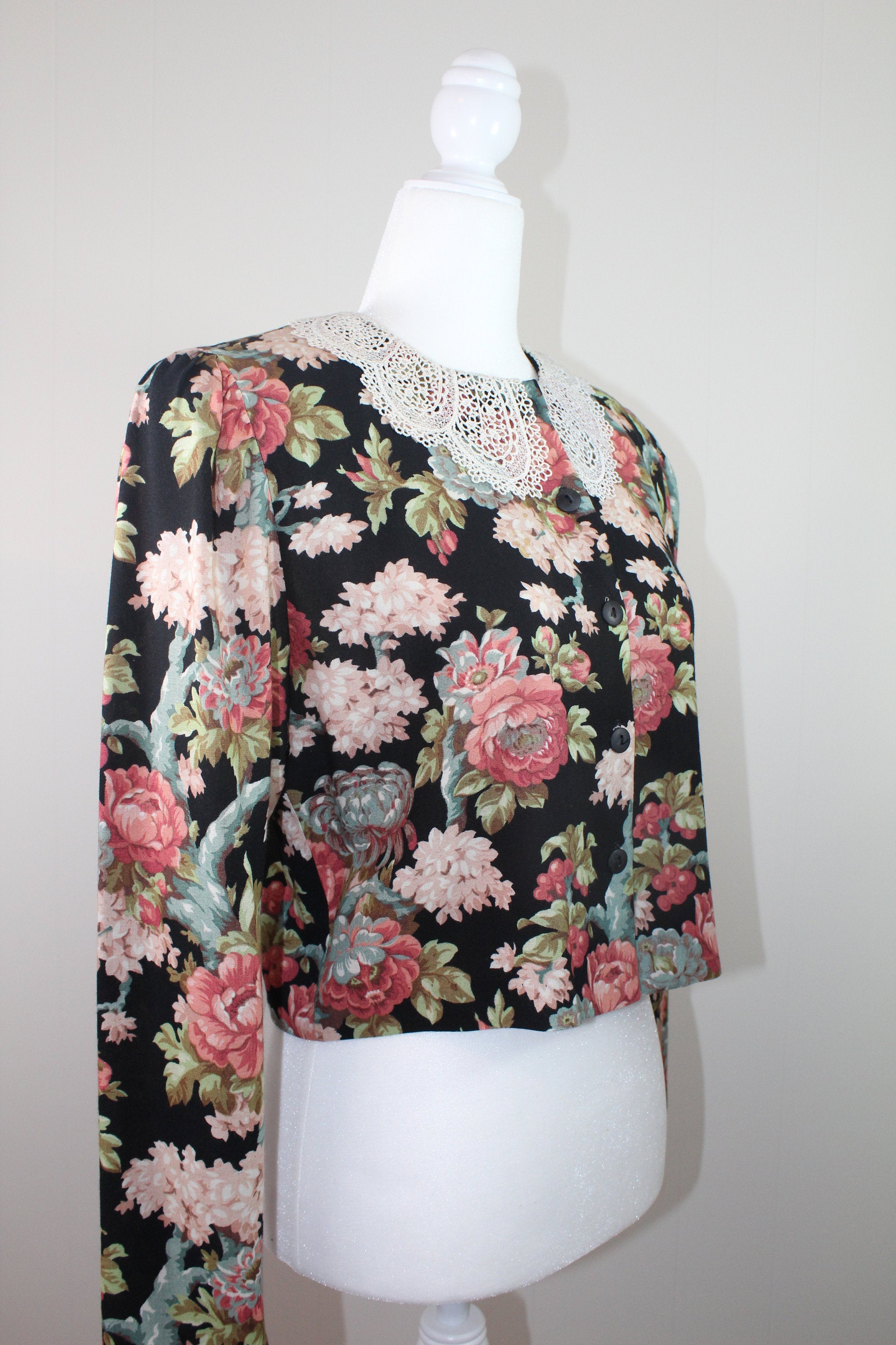 80’s Black Scalloped Beaded Blouse main image 1