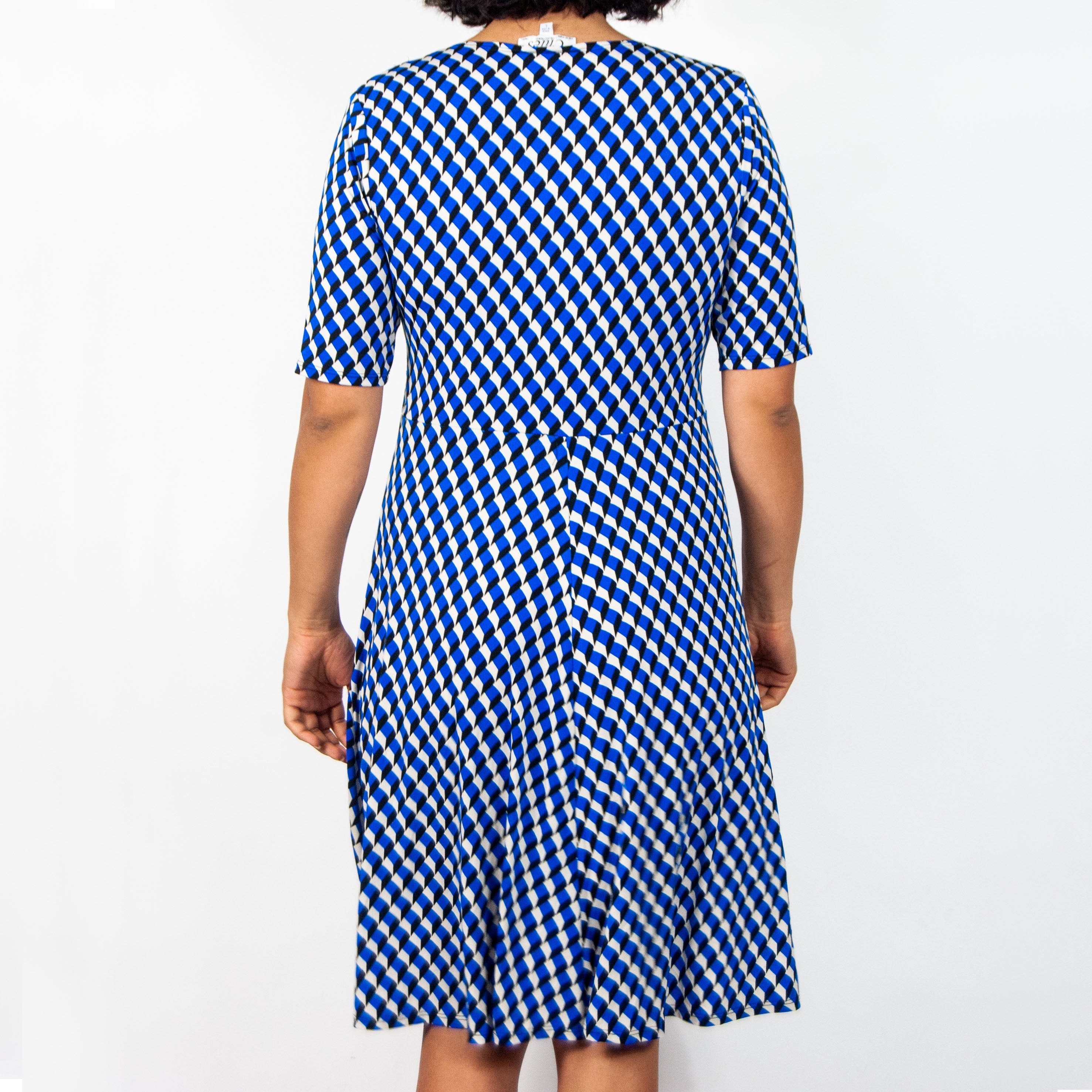 Vintage 80's Blue and White Optical Illusion Wrap Dress by Clues | Shop ...