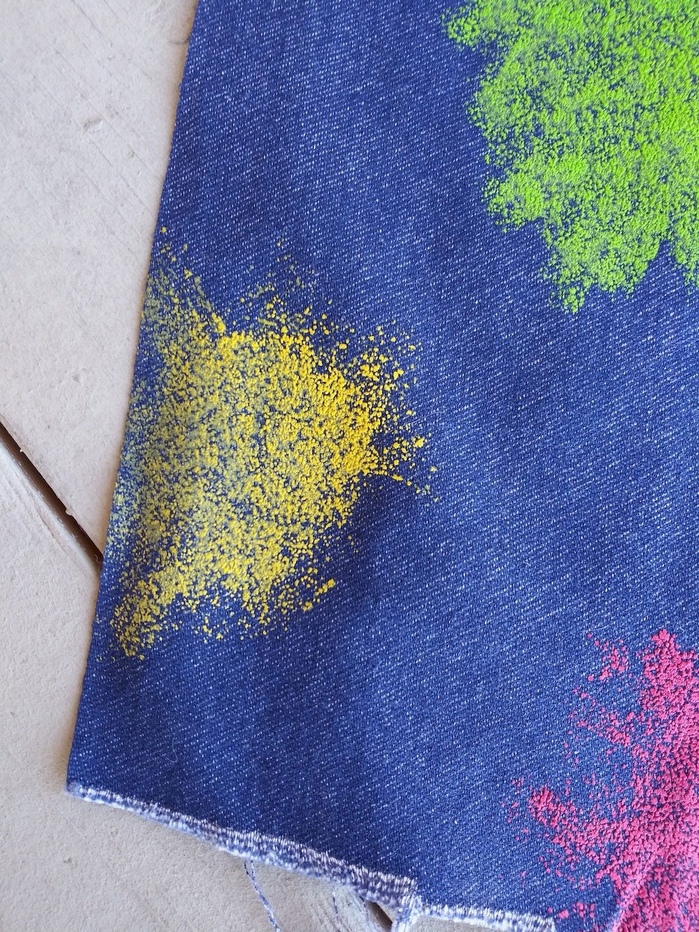 Vintage 80s Splash Splatter Denim Fabric by Manes Fabric Co. Inc