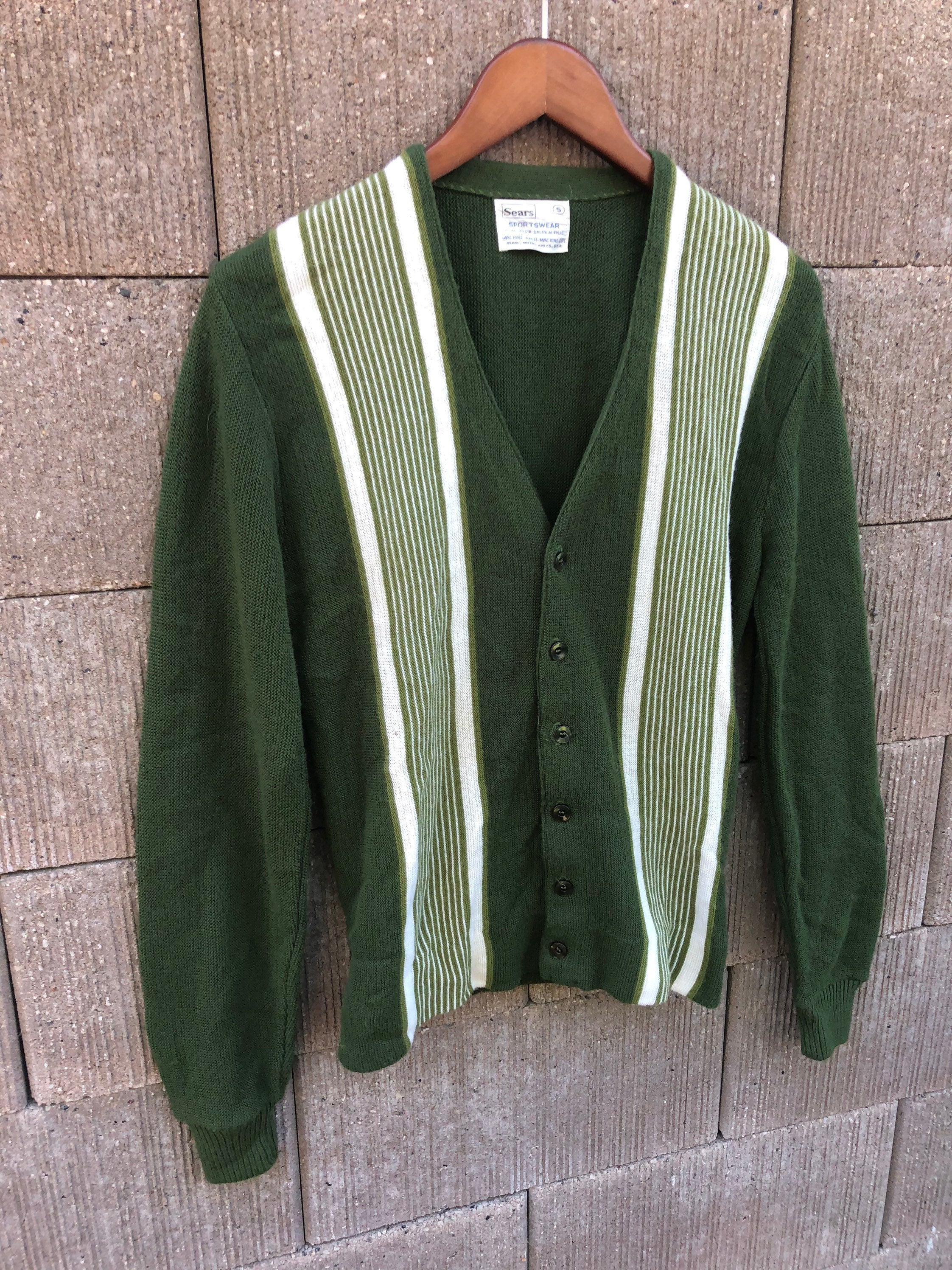 Vintage 50’s/60’s Green Stripe Panel Cardigan by Sears | Shop THRILLING