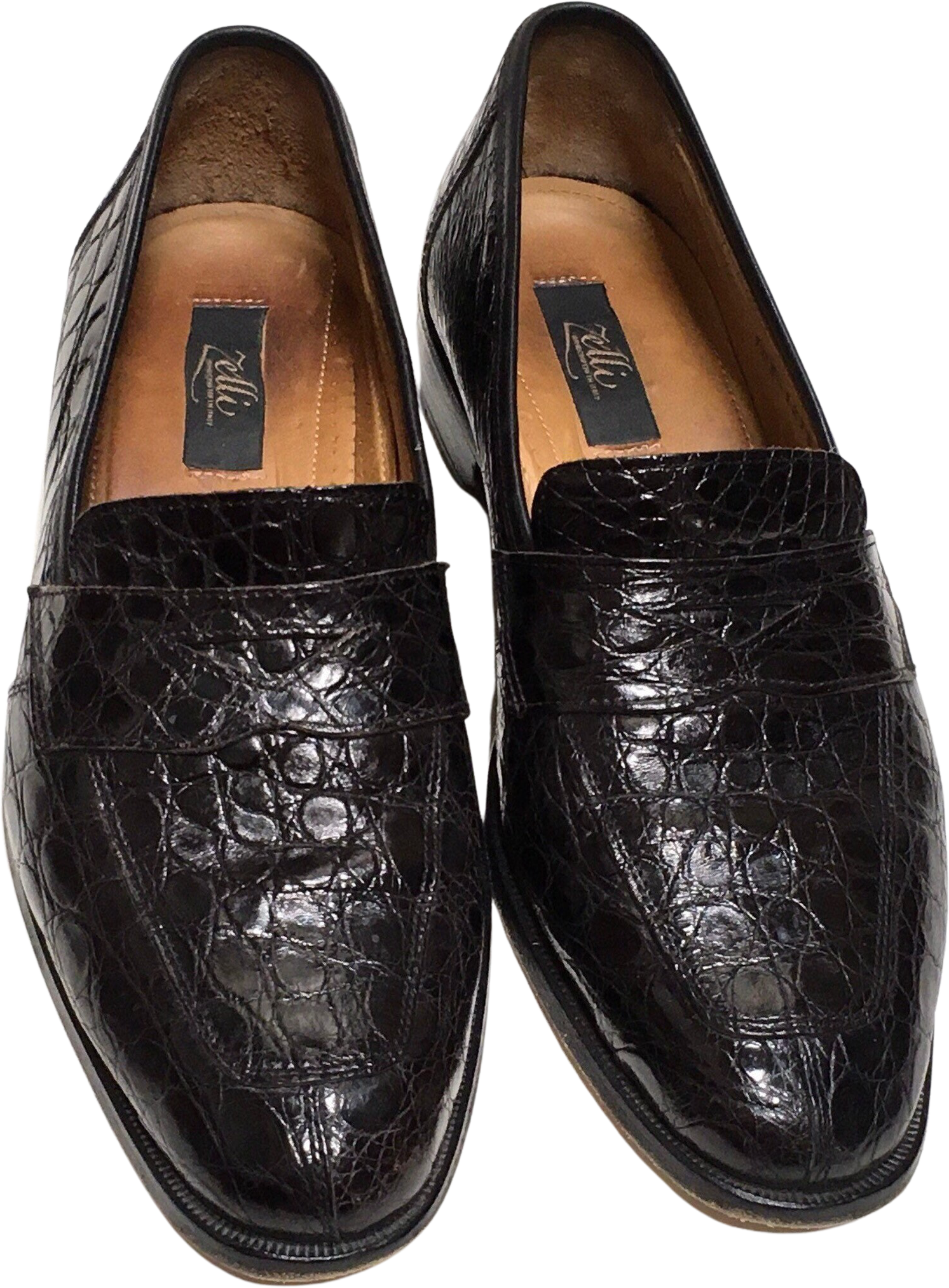 Vintage Black Crocodile Slip On Loafer Shoes by Zelli | Shop 