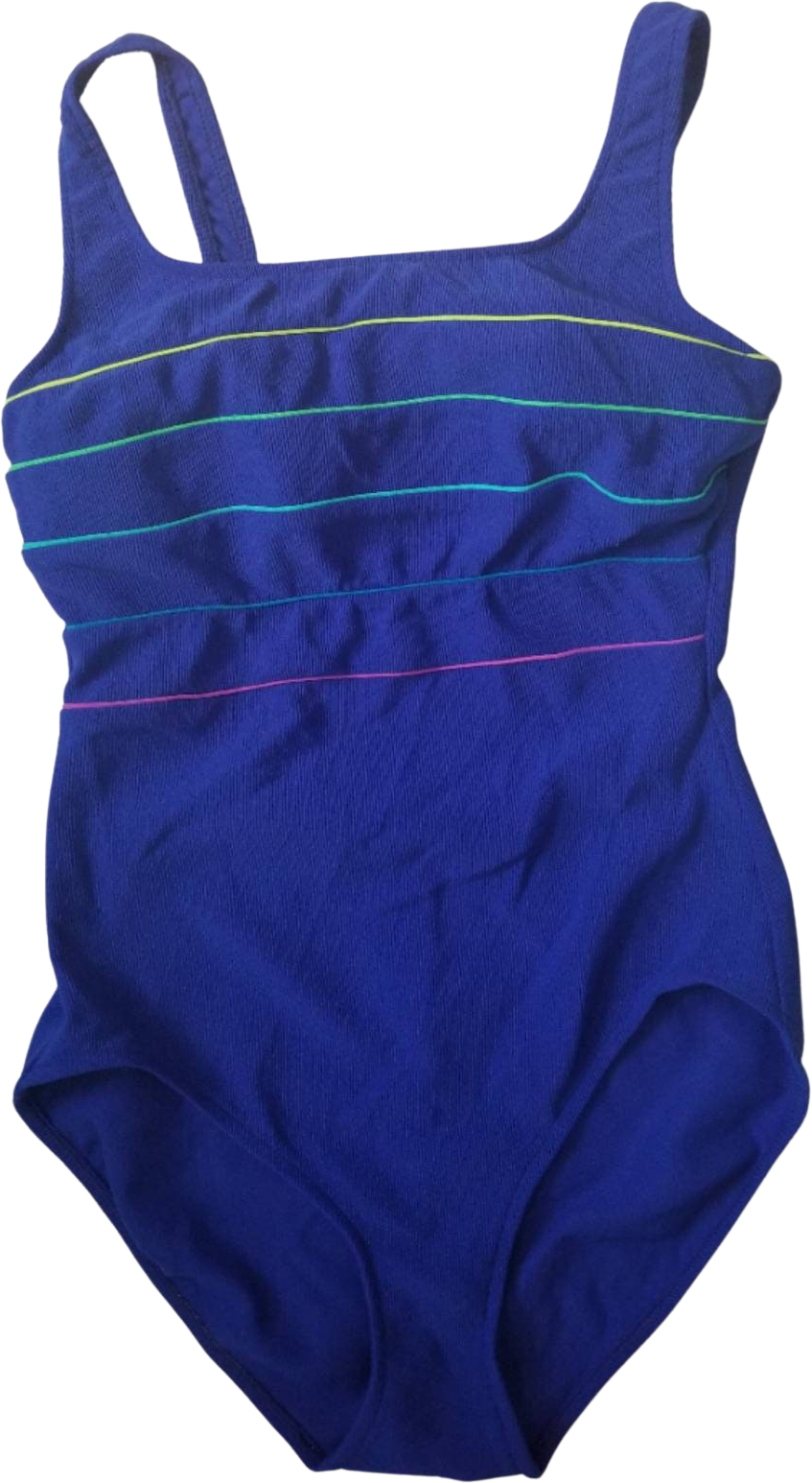 Vintage 90’s Blue Ribbed One Piece Swimsuit by Gabar Shop THRILLING