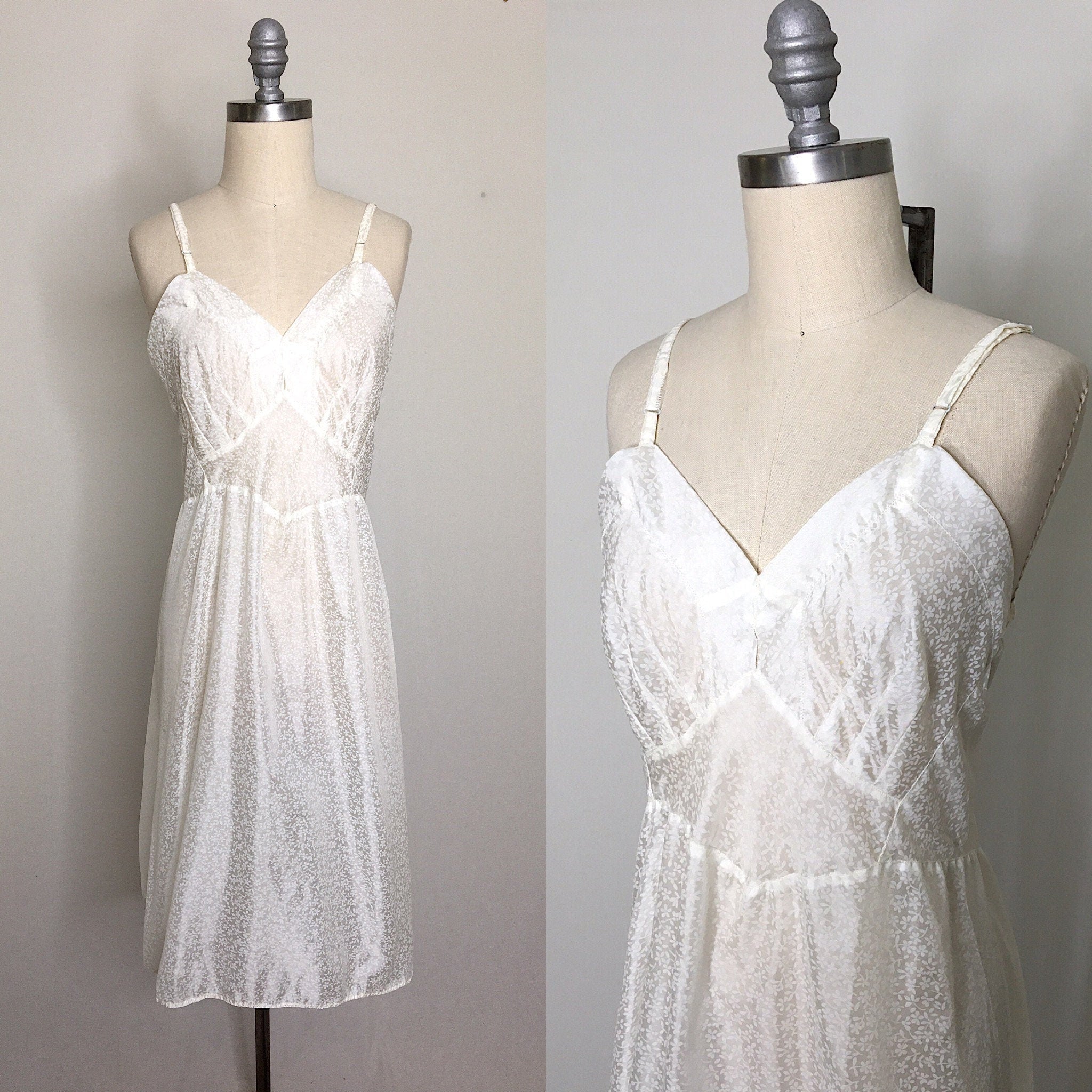 Vintage 40s Nylon Lace Sheer Slip Dress by Tailure Slips Shop THRILLING