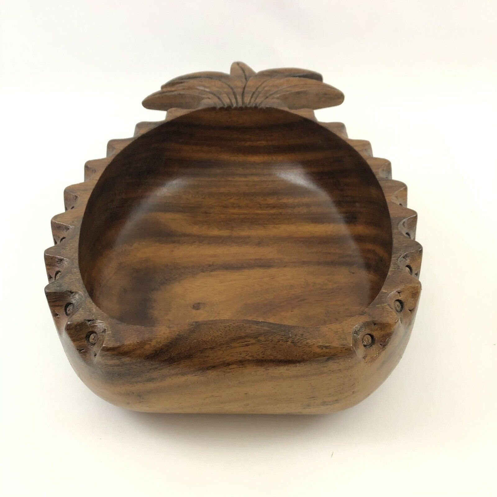 Vintage Carved Wooden Pineapple Serving Bowl X Large X Deep with