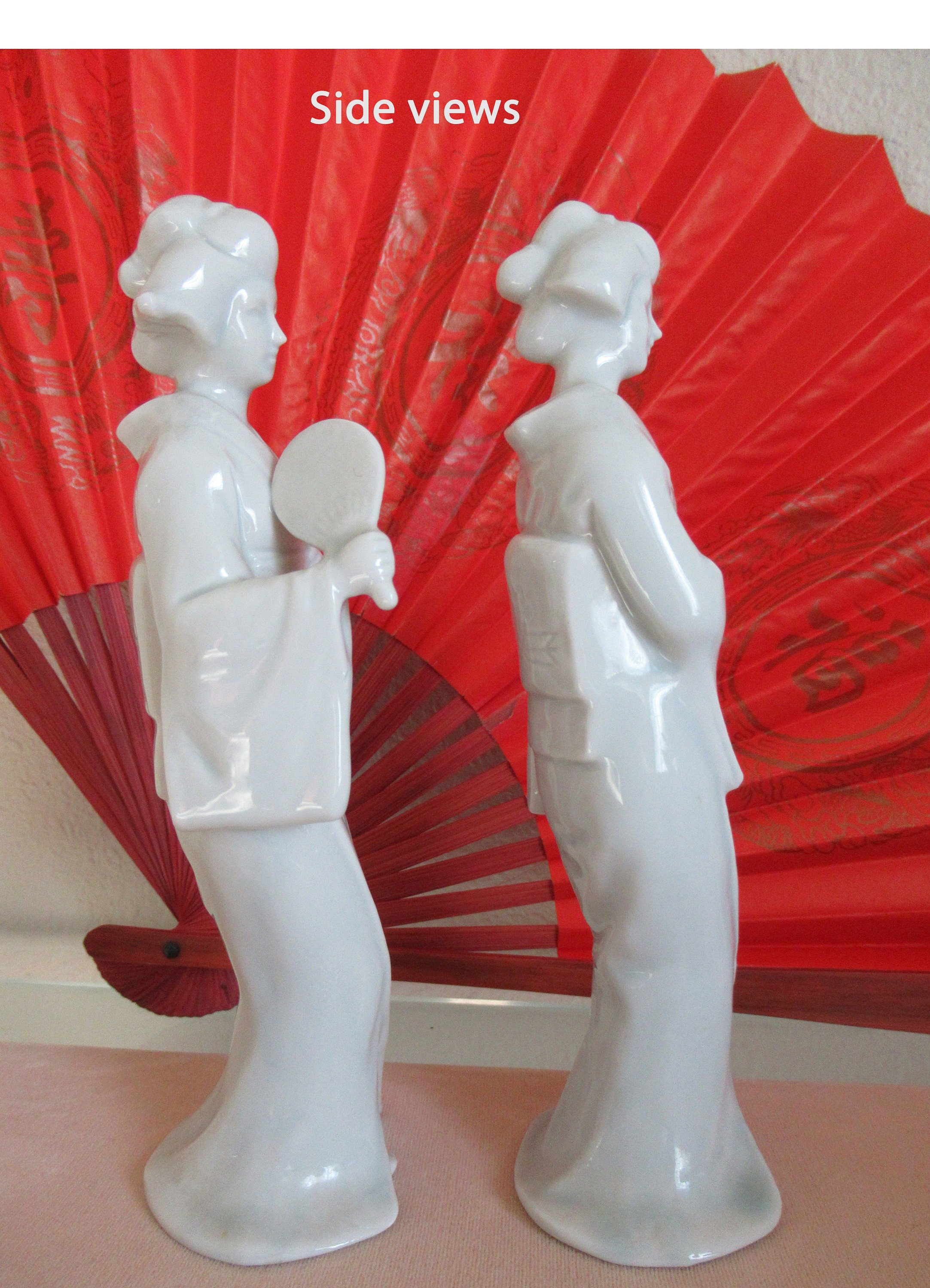 Vintage Pair of Female Figurines Shafford Japan Logo On Base, Shiny