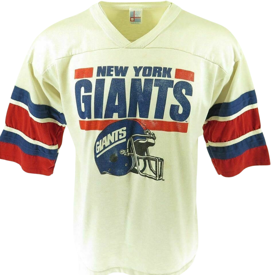 Vintage 80s New York Giants T-Shirt Xxl White Football Jersey V-Neck H