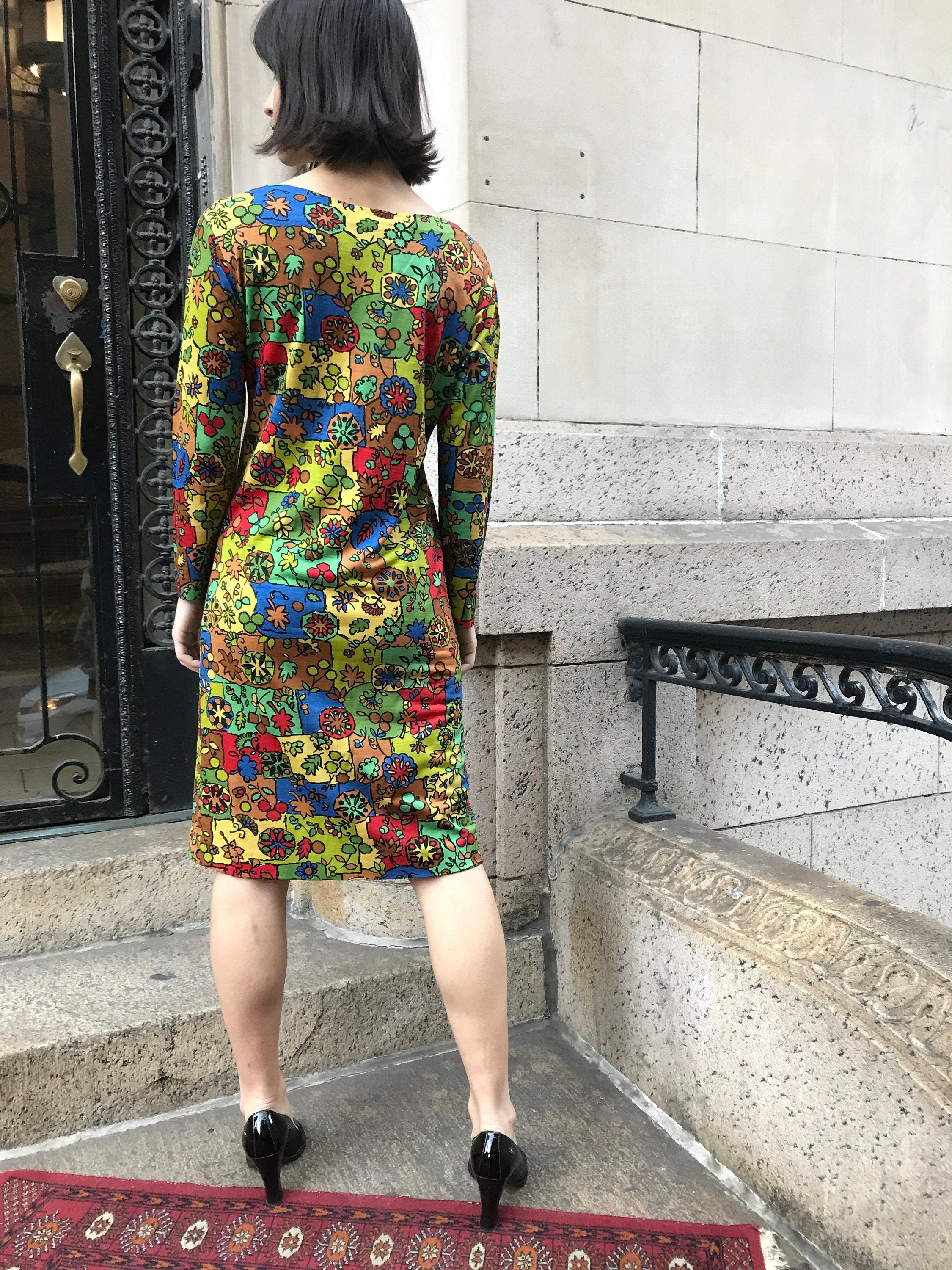 1960s Geometric & Floral Emilio Pucci Shift Dress