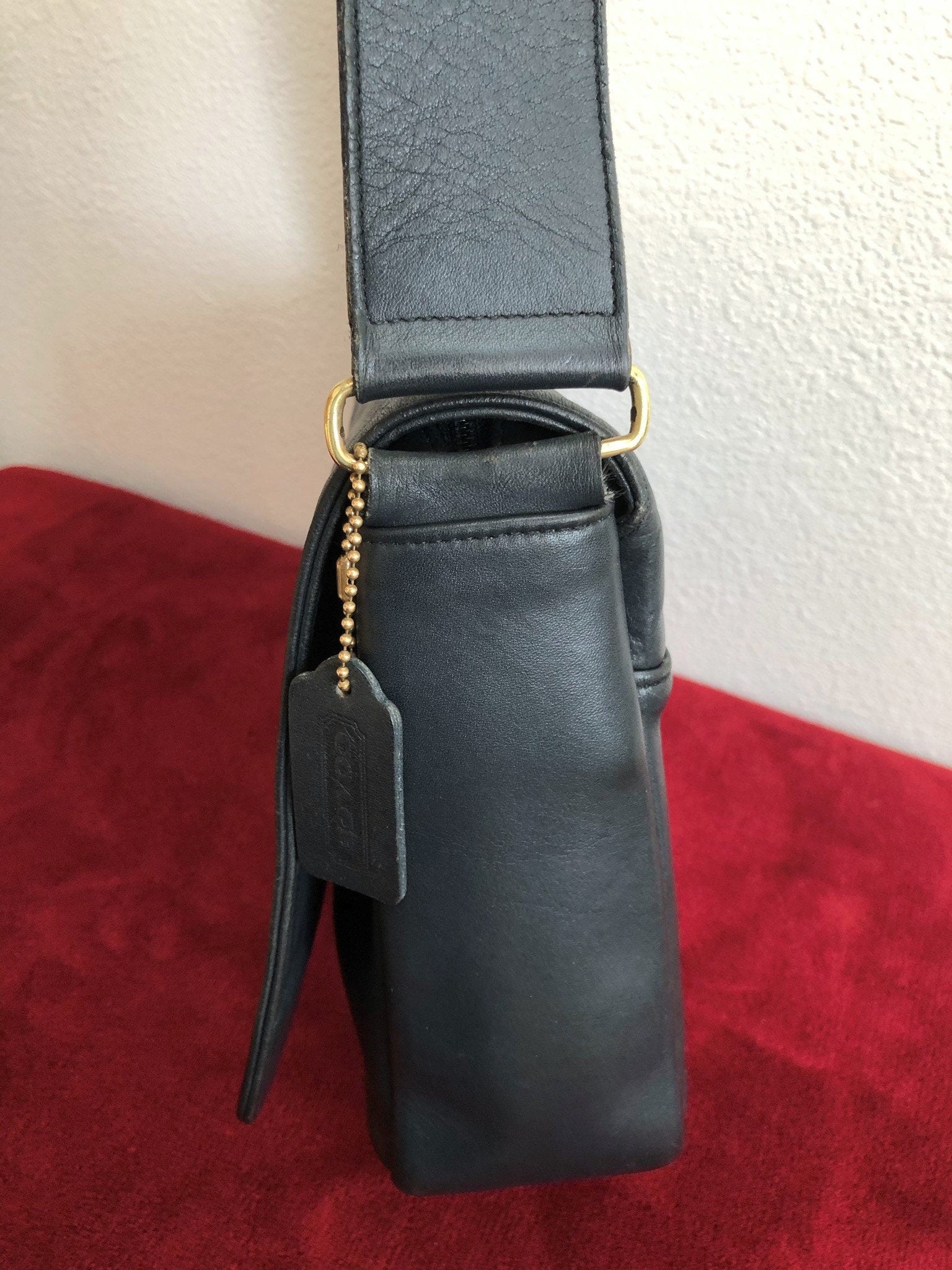 Vintage Coach Museum Bag In Blue Leather 1994 by Coach Shop THRILLING