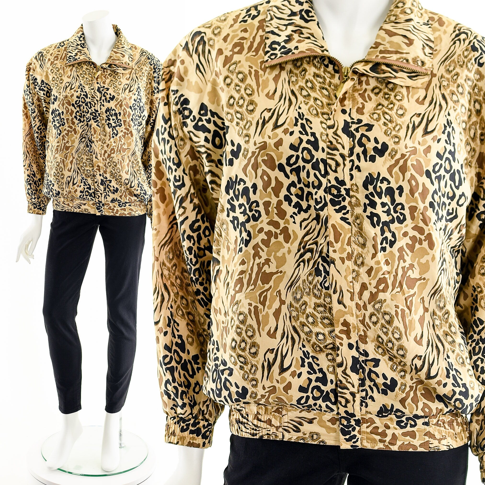 Cheetah embroidered bomber