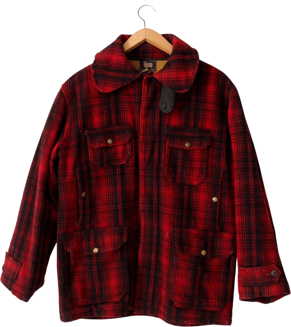 Vintage Woolrich Buffalo Plaid Wool Coat Red Black Plaid Jacket online mackinaw hunting