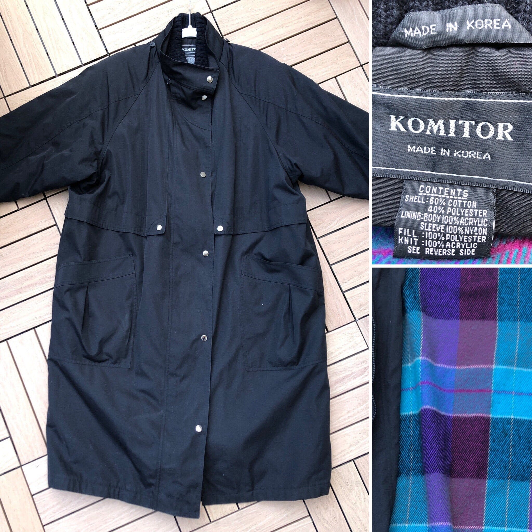 Vintage Men's 90’s Black Lined Trench Coat by Komitor Shop THRILLING
