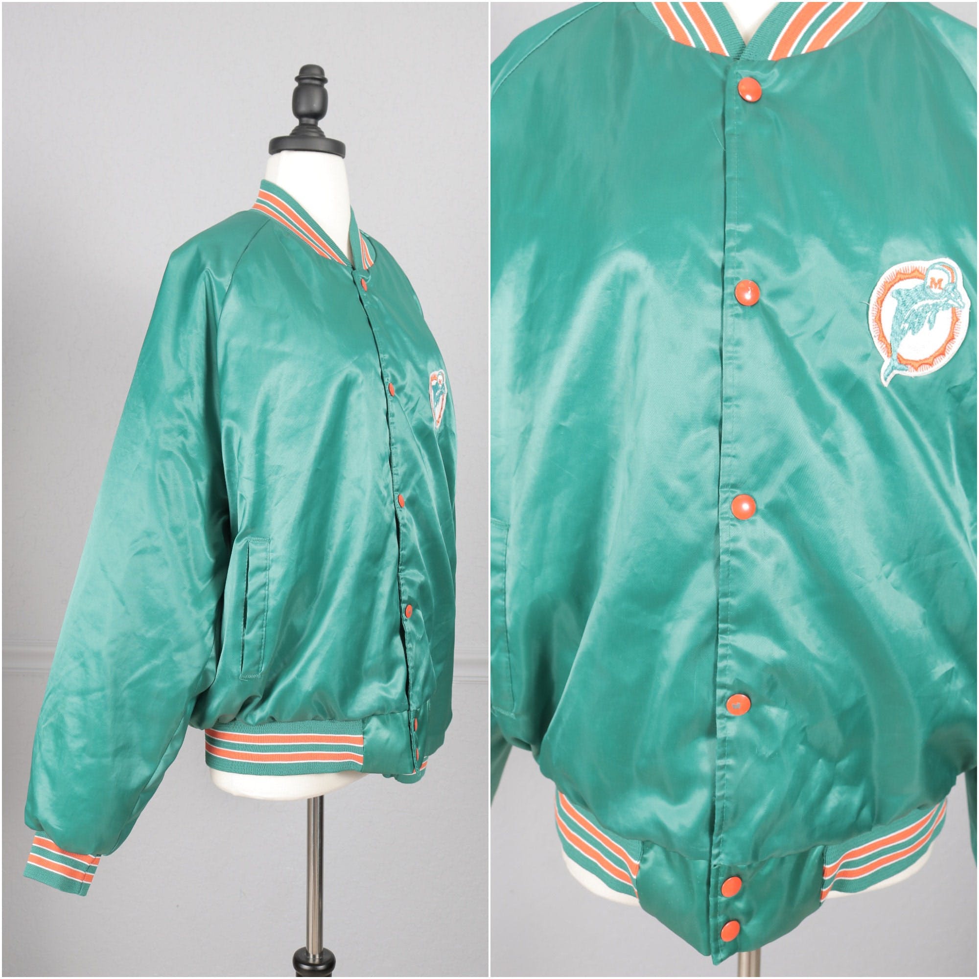 Vintage NFL (Chalk Line) - Miami 'Dolphins' Spell-Out Satin Jacket 1992  Medium – Vintage Club Clothing