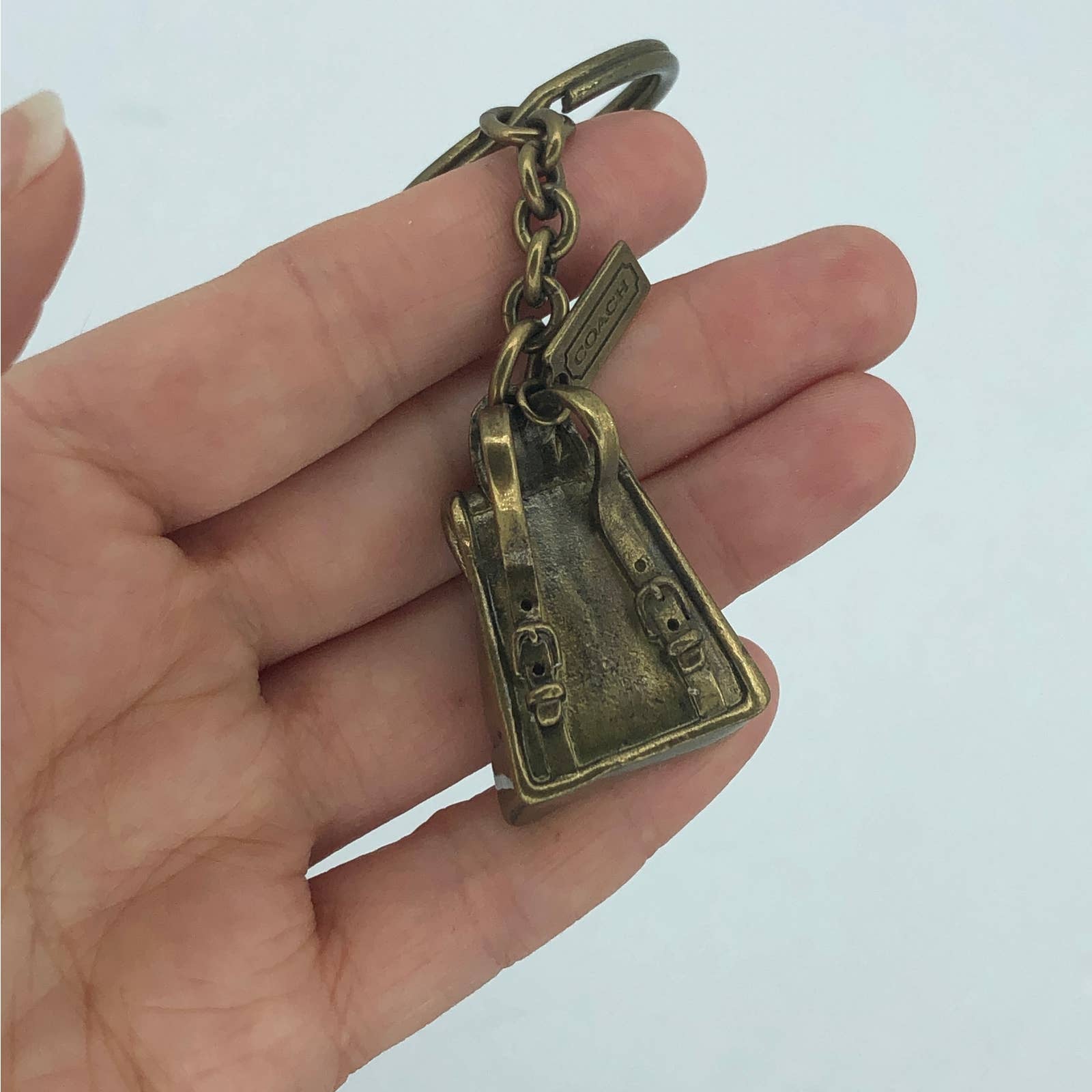 Vintage Coach daypack key fob, orders solid brass