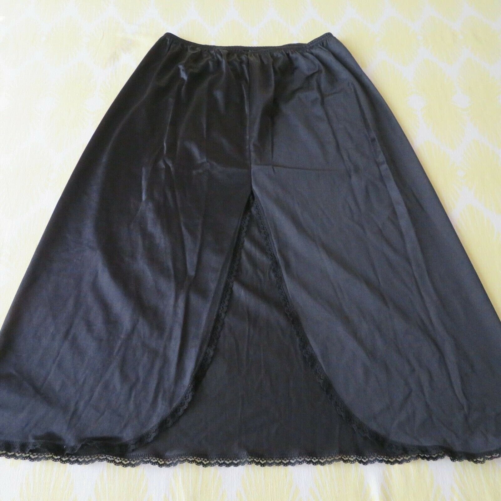 Vintage 80s Black Midi Half Dress Slip Shop THRILLING