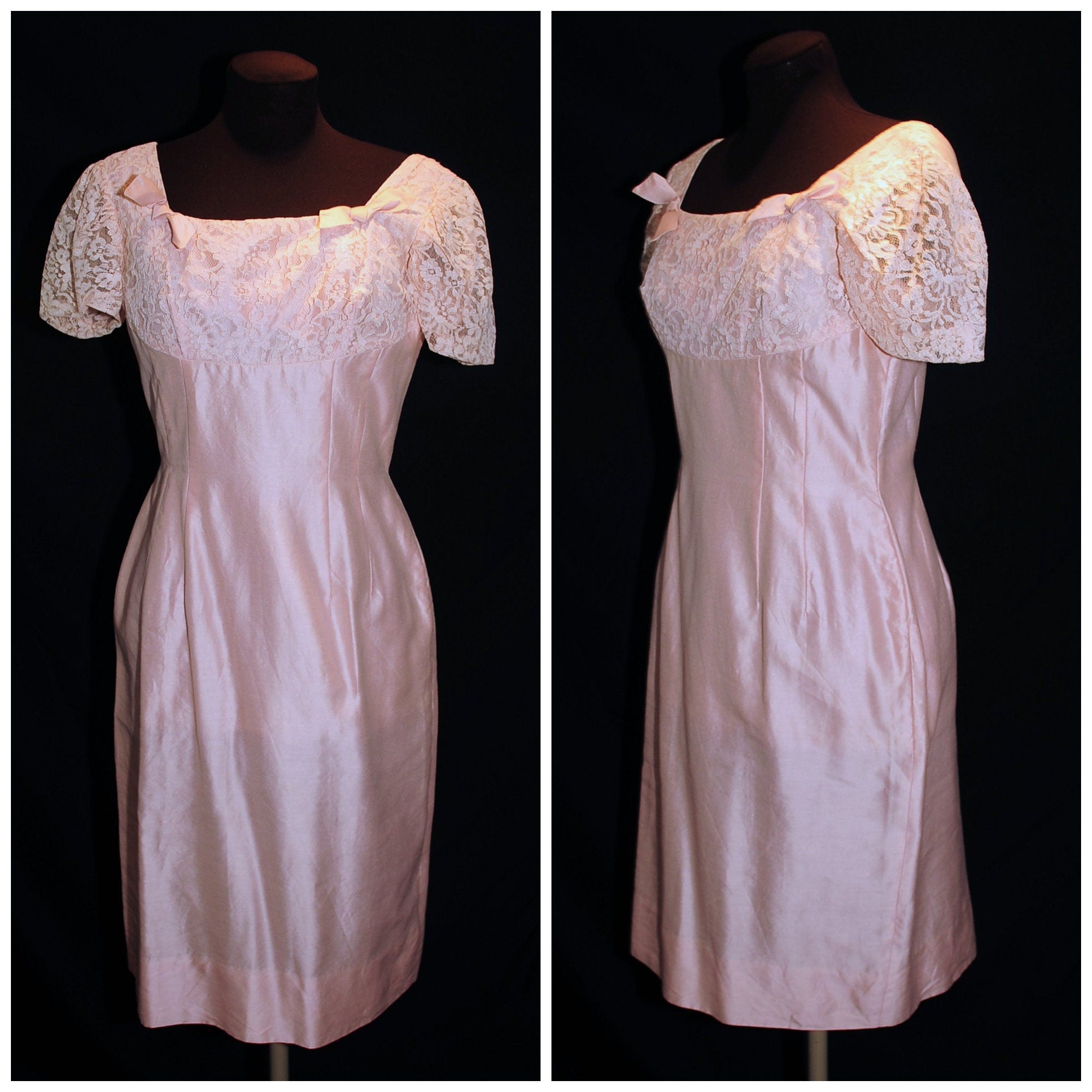 1960s Pink Sequin & Lace Hostess Dress