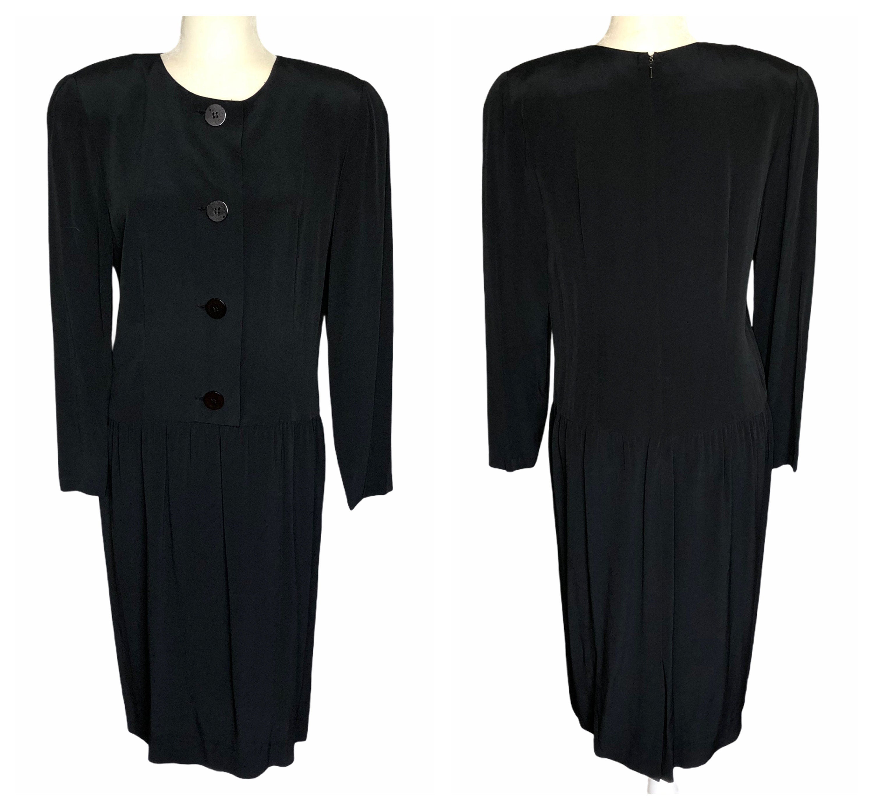 Vintage 80s Liz Claiborne Drop Waist Black Dress By Liz Claiborne Shop Thrilling 