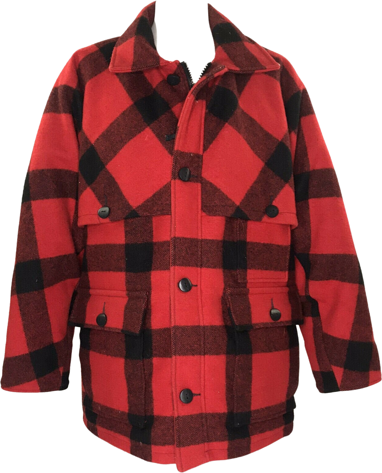 60’s Eddie Bauer Men's Mackinaw Jacket Goose Down Filled Buffalo Plaid