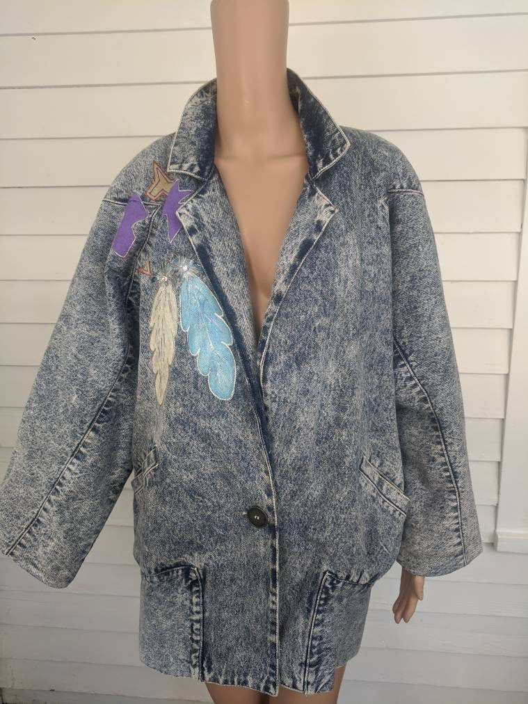 Vintage Thunderbird Embroidered Denim Jean Jacket Selected by  Anna Corinna