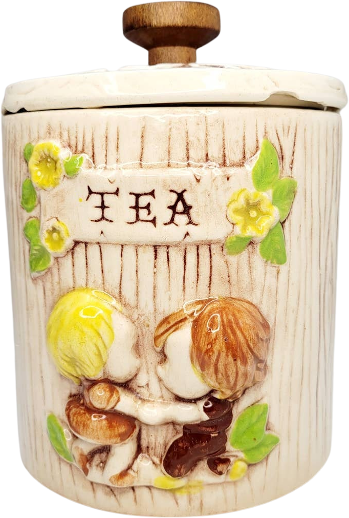 Vintage Treasure Craft Pottery Two Children Tea Canister store Kitchen Storage