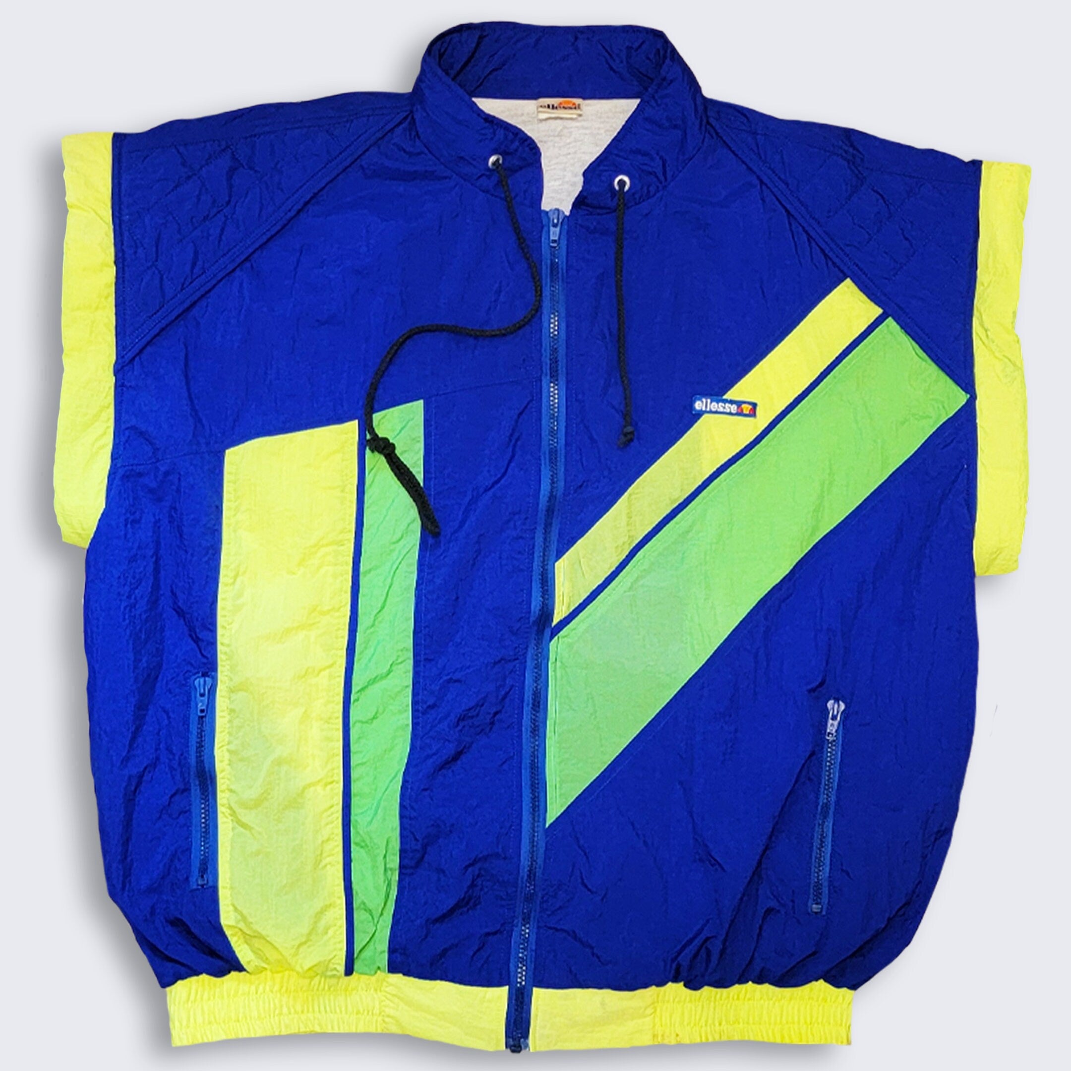 Vintage 90s Blue Windbreaker Jacket Has Zip Off Sleeves Blue and