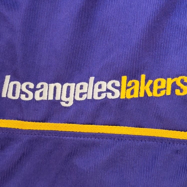 HolySport Los Angeles Lakers Vintage Nike Reversible Basketball Shorts - Purple & Gold Yellow NBA Jersey Uniform - Size Men's Large 