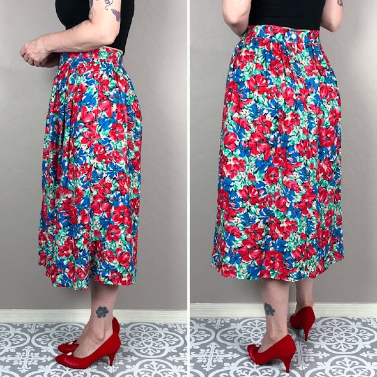 Vintage 80s Full Floral Skirt By Worthington Shop Thrilling