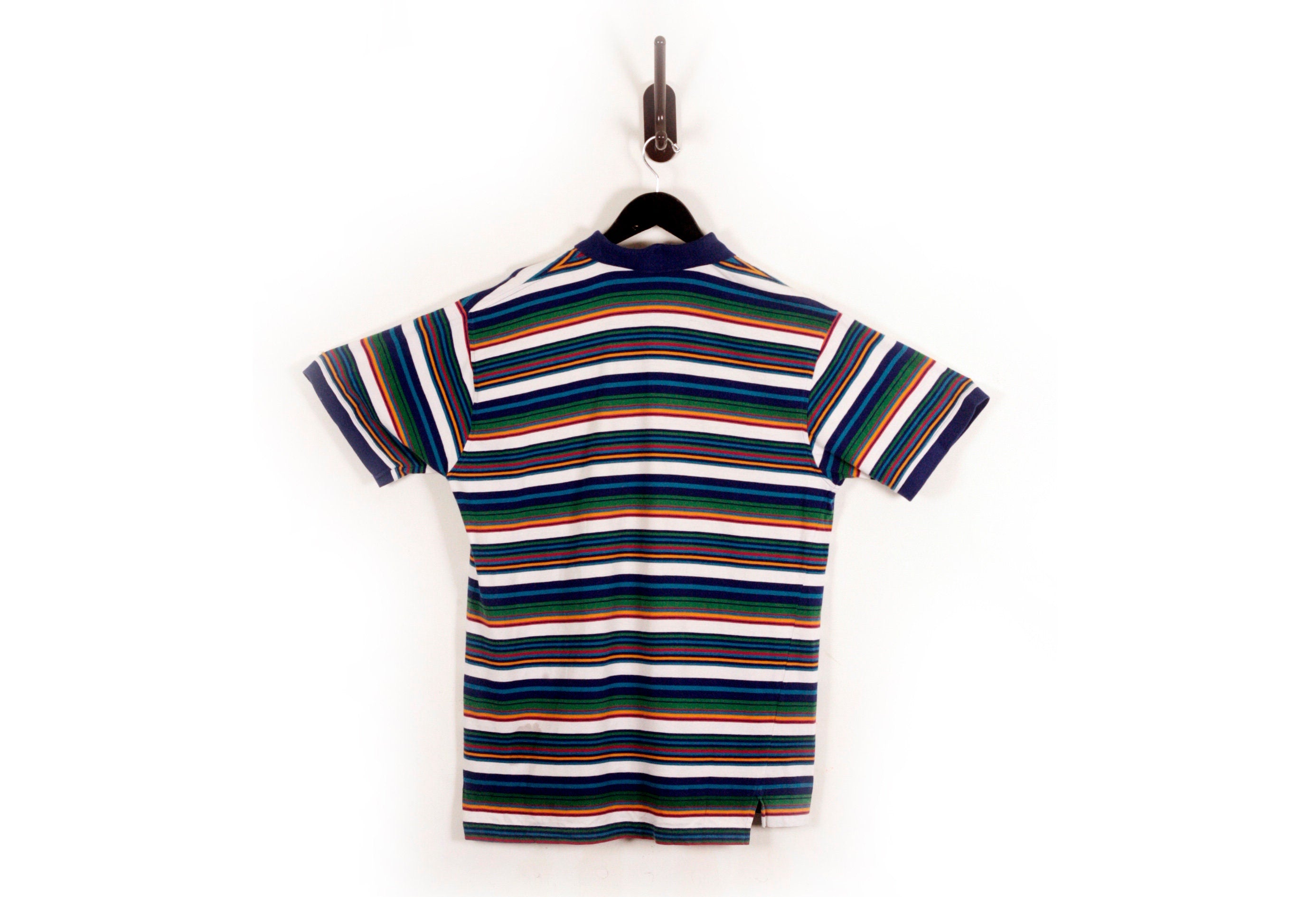 Vintage Christian Dior Men's Distressed Stripe Polo Shirt Size L