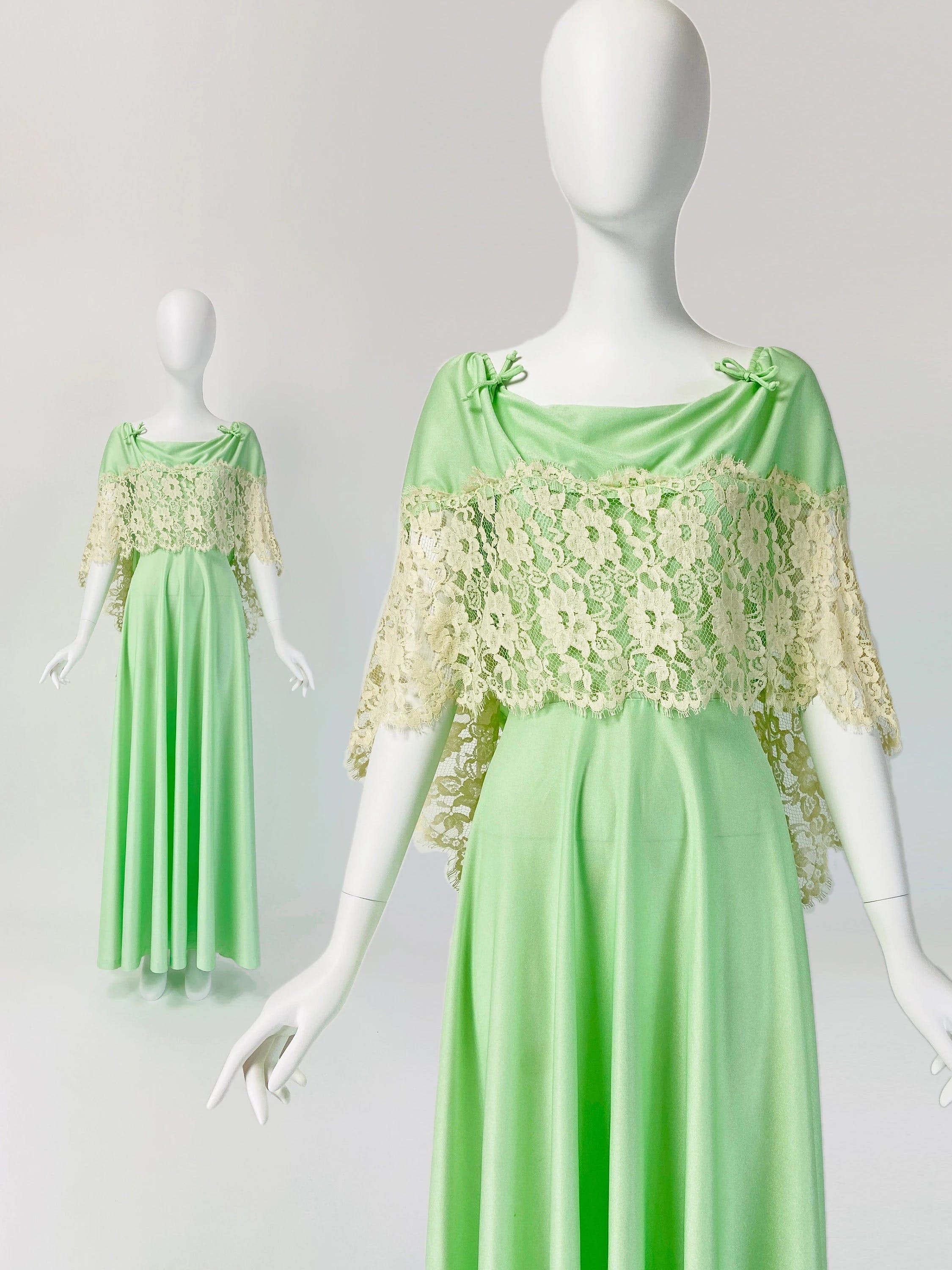 Vintage Mint Green One-Shoulder Draped Evening Dress DP8079