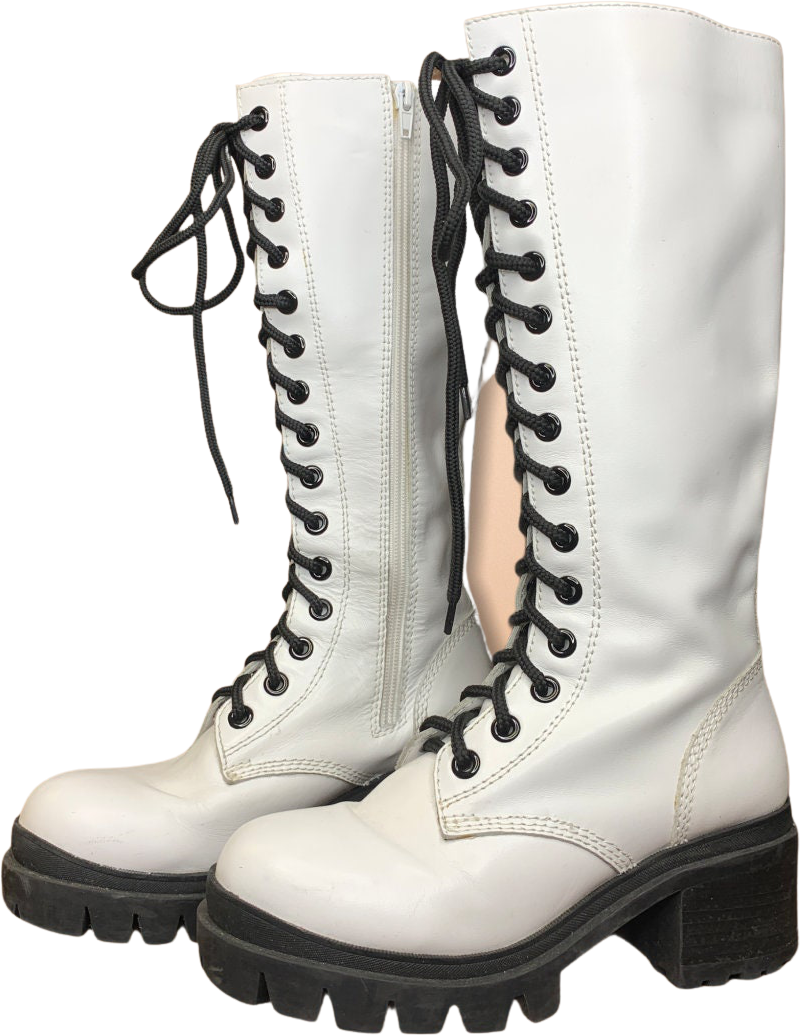Tall white combat boots online