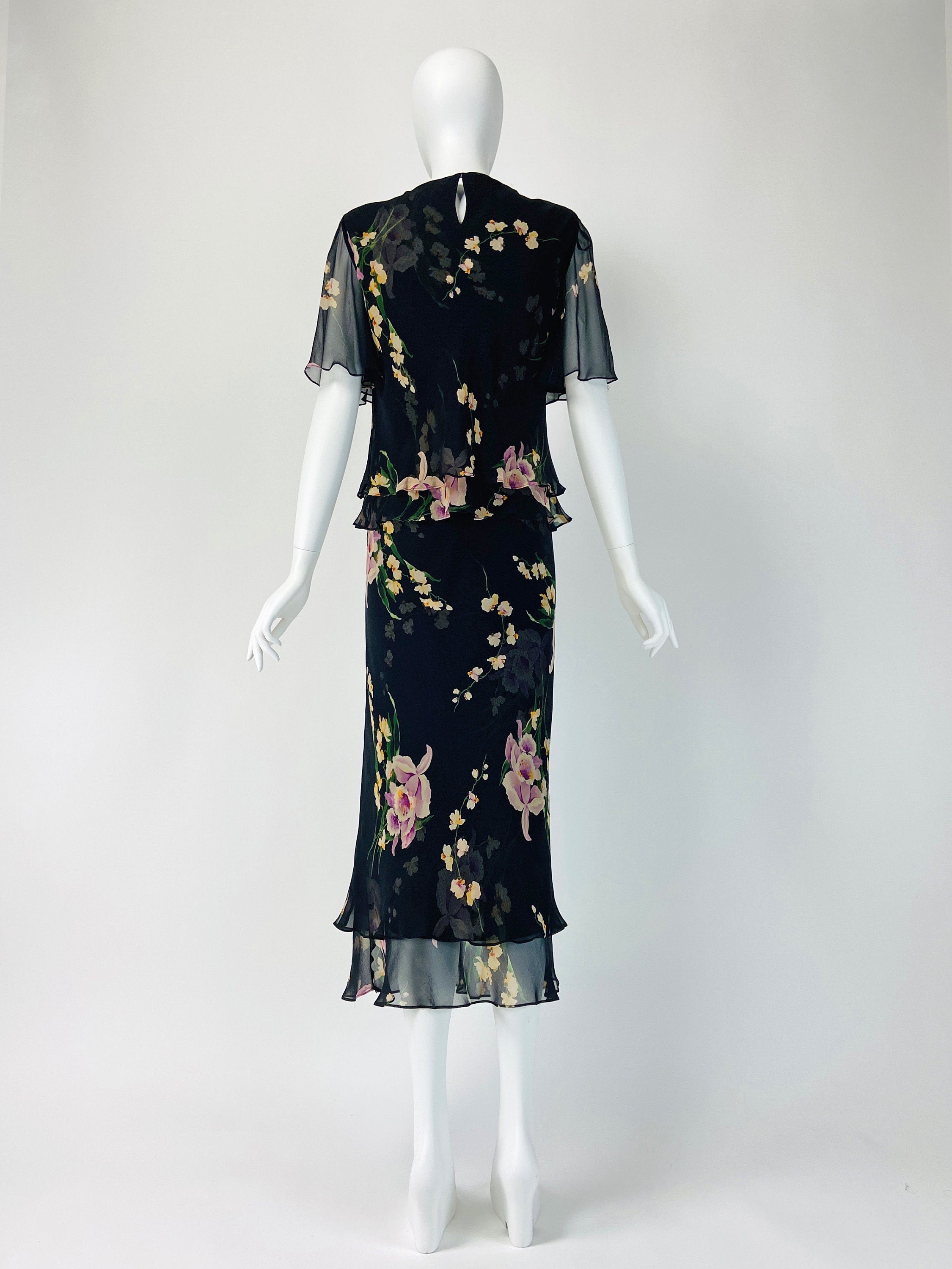 Vintage 90’s Black Floral Cocktail Dress by Cattiva
