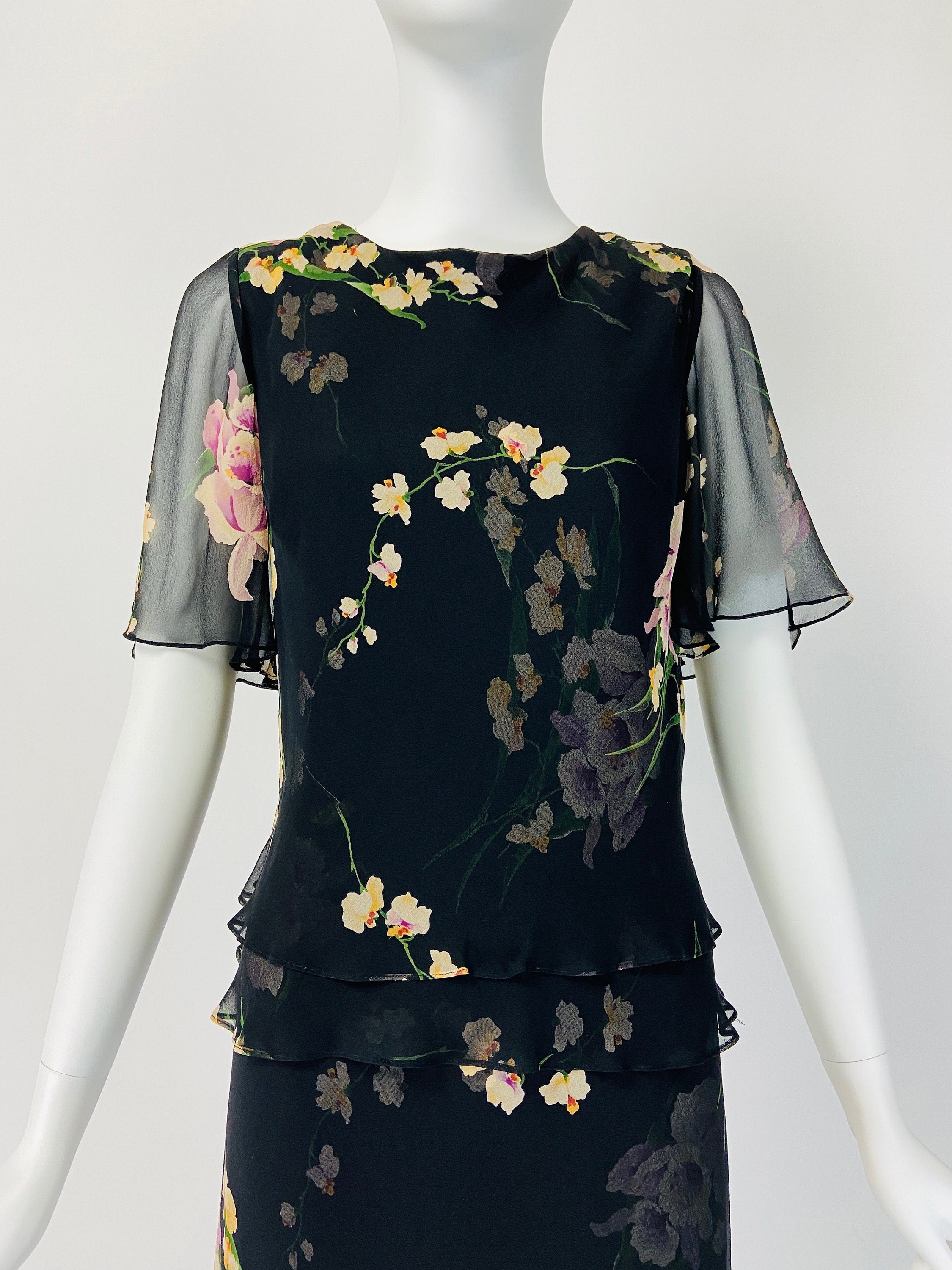 Vintage 90’s Black Floral Cocktail Dress by Cattiva