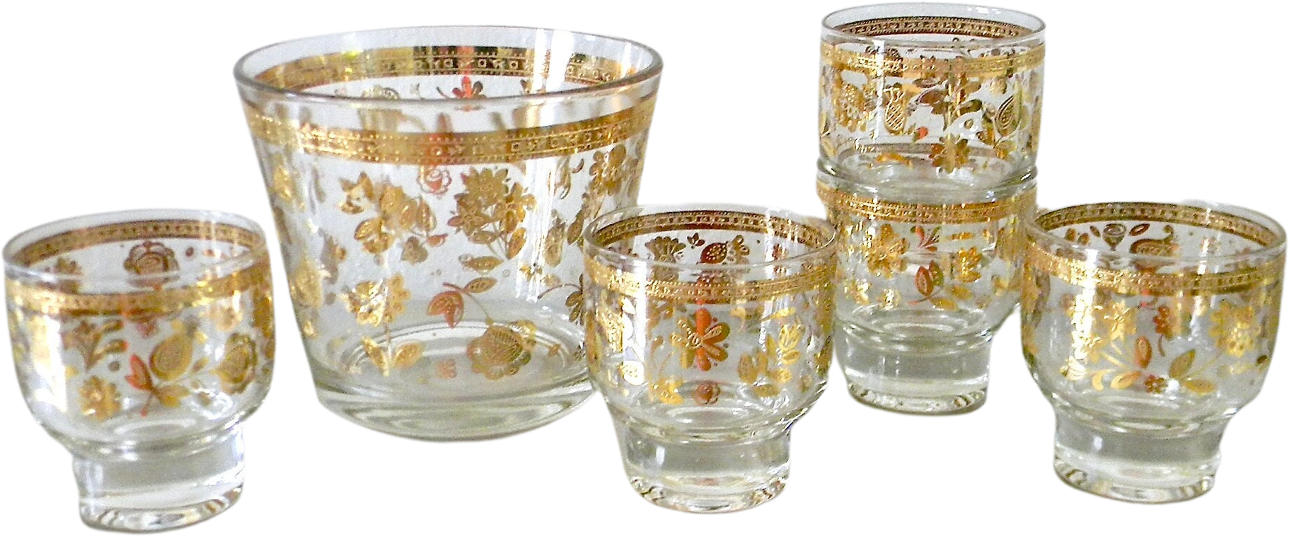 Libbey Golden Foliage Mid Century Pilsner Glasses MCM Chic 