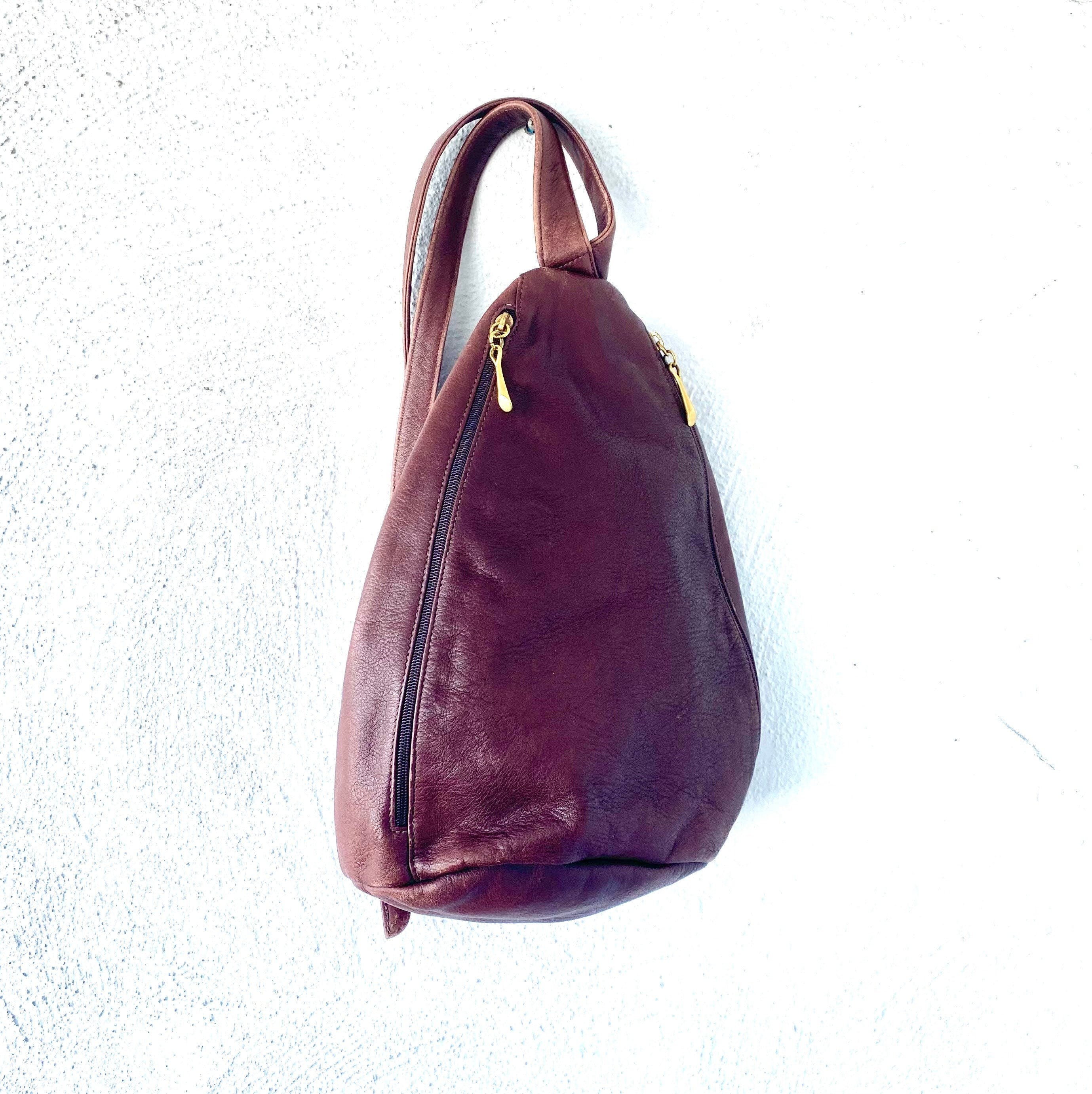 Vintage 90's Brown Leather Minimalist Backpack by Libaire