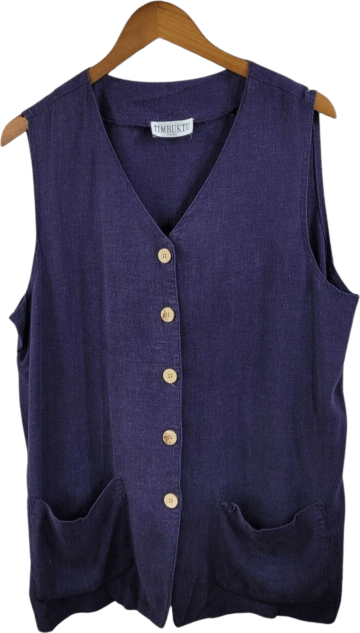 Vintage Blue Linen Button Down Shirt by Timbuktu Shop THRILLING