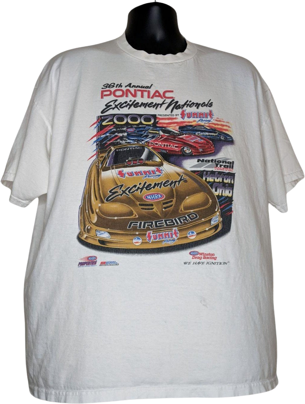 Vintage 2000 Pontiac Excitement Nationals Firebird Nhra Drag Race T-Shirt  by J