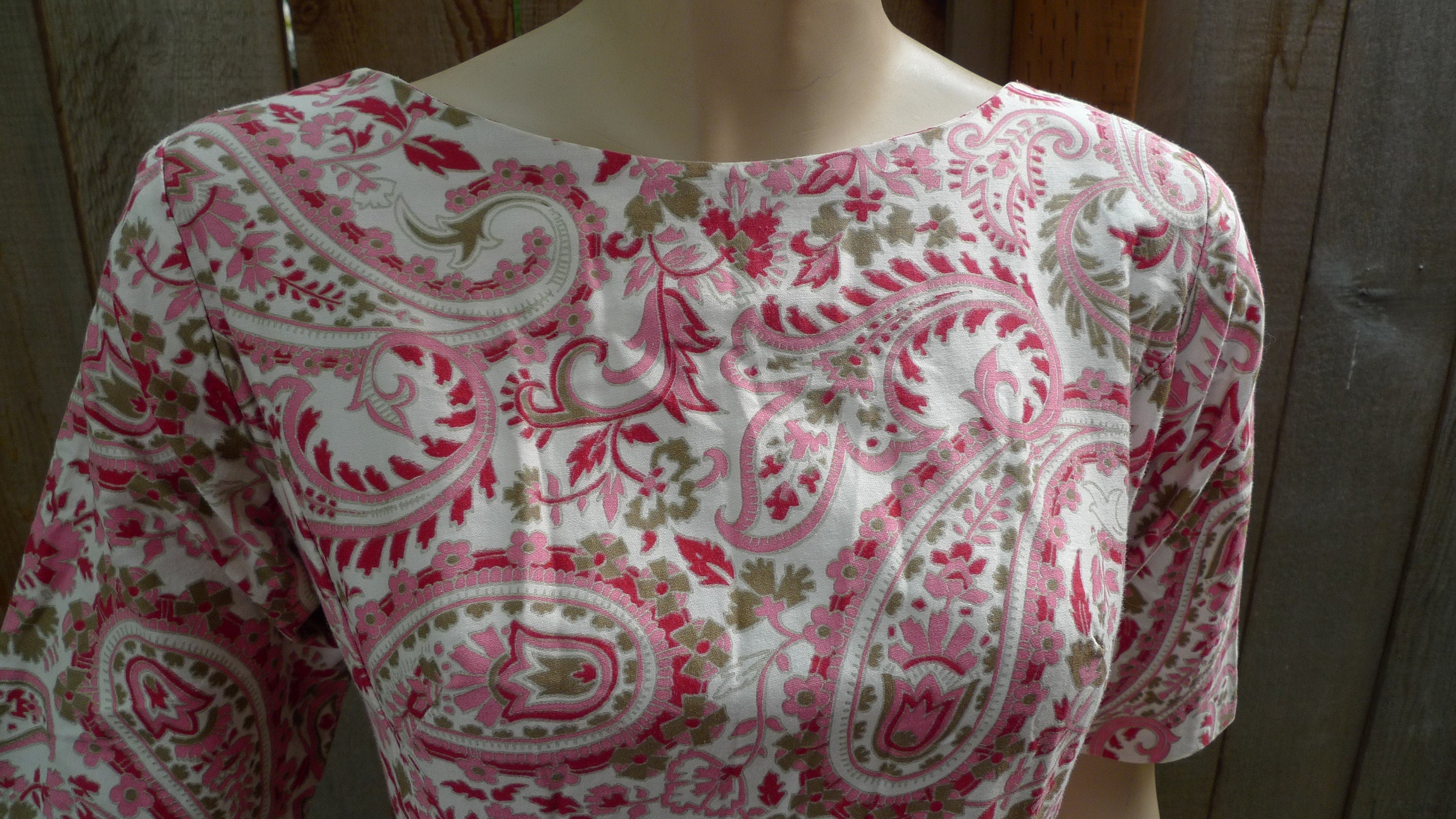 1960s Deep Scoop Back Tropical Dress | S/M