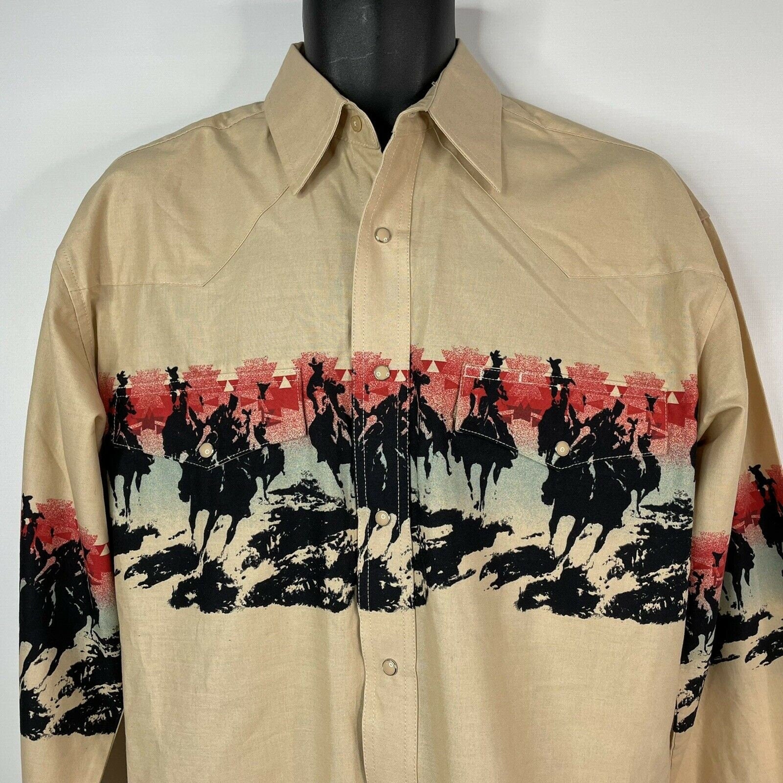 Vintage 90s Deadstock Wrangler Beige Cowboys Horses Wrap Pearl Snap Sh |  Shop THRILLING