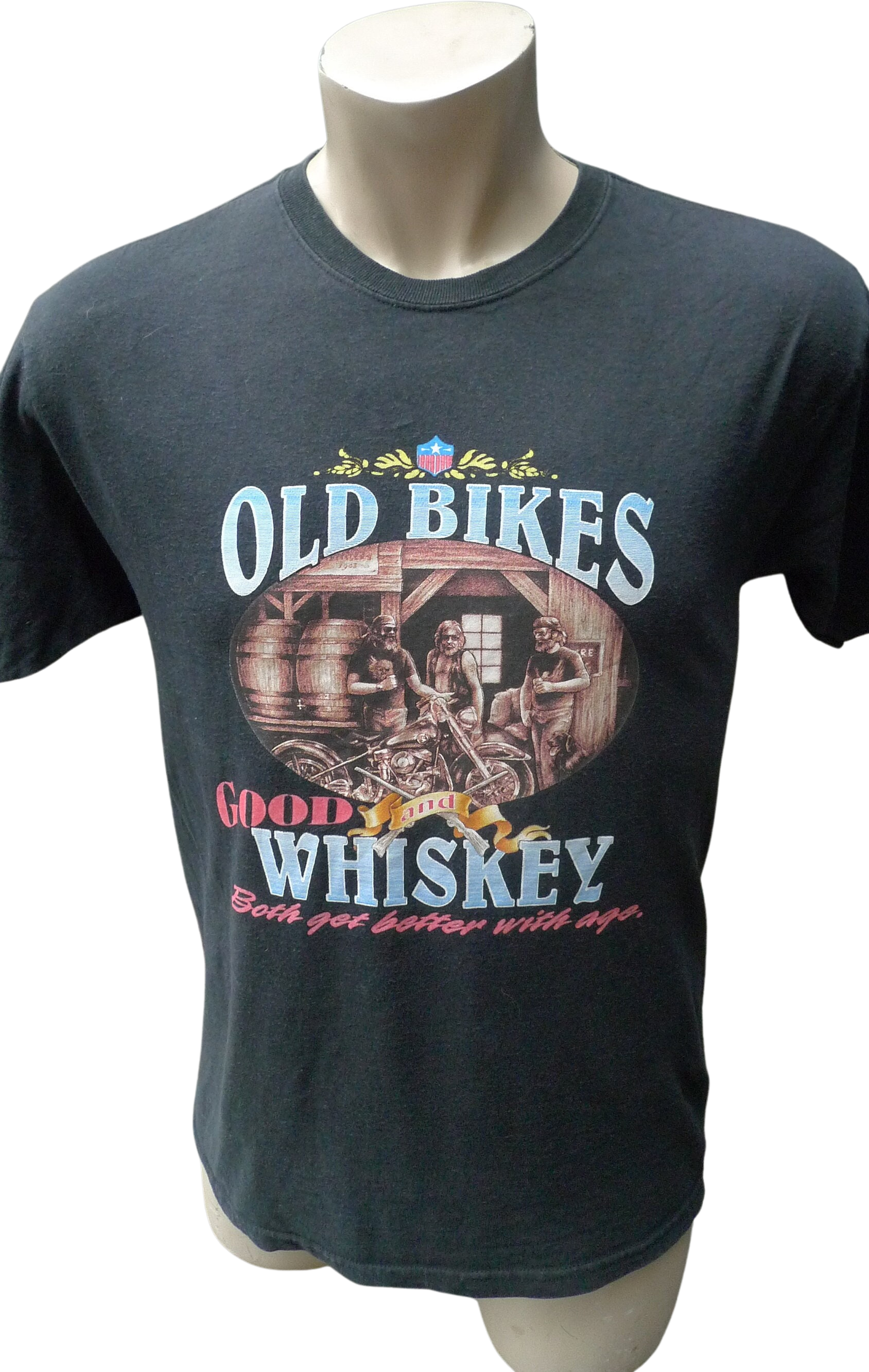 Vintage Mens M (40) ** Late 90s Motorcycles and Whiskey T-Shirt by