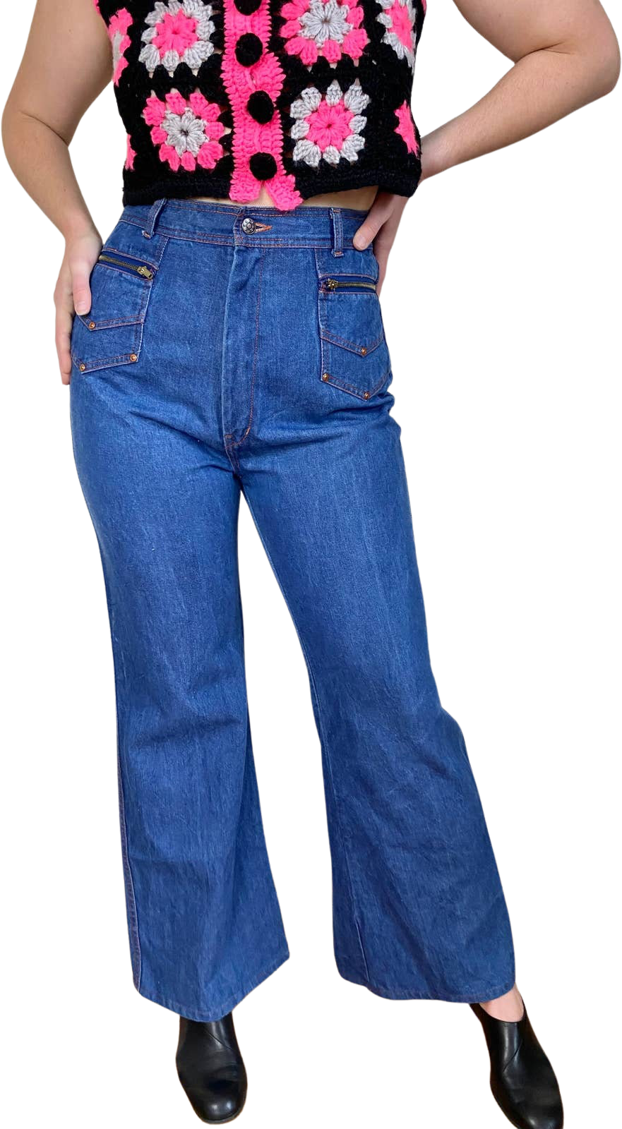 Vintage 70s Jeans, Super High Waisted, MONTGOMERY WARD