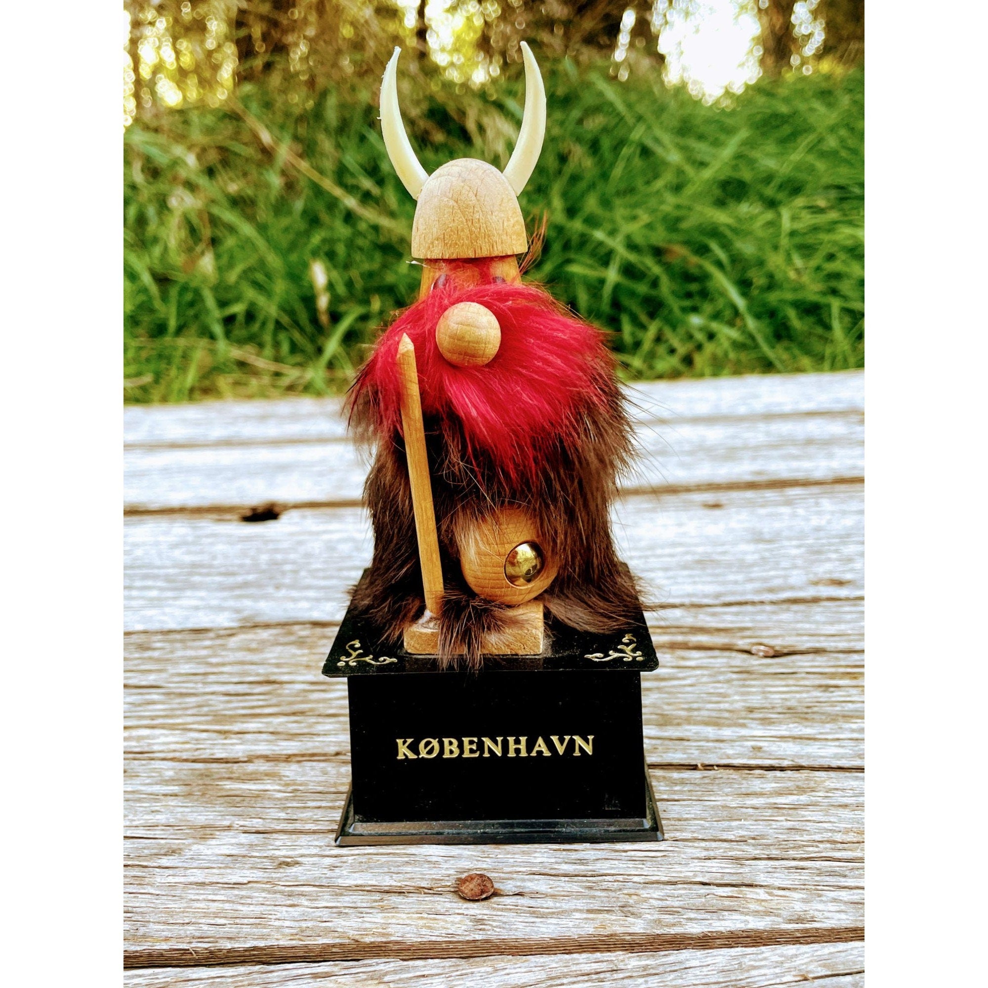 60s Vintage Mcm Wood Viking Figurine Germany Music Box Shop THRILLING