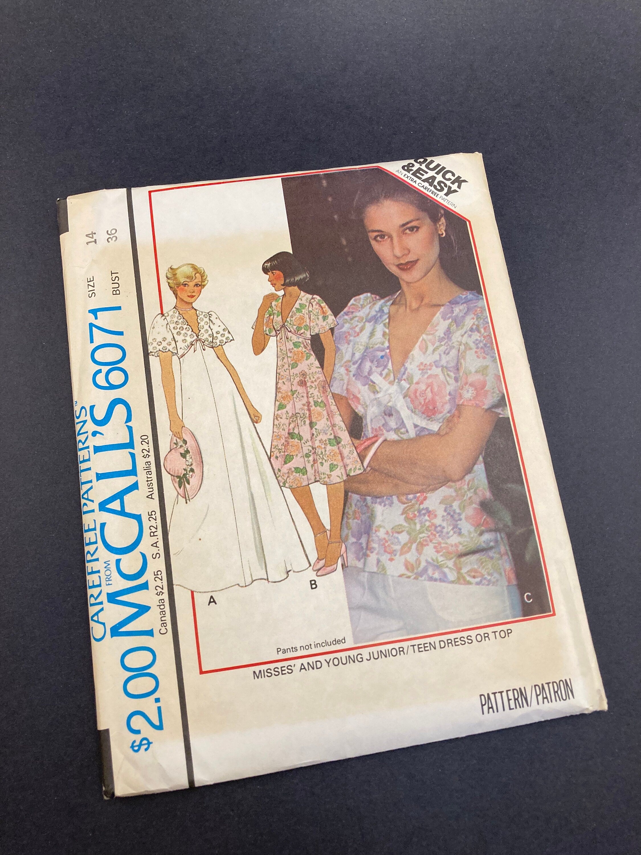 70s Cape Sleeve Blouse Pattern Vintage Mccalls Sewing Pattern by Mccal ...