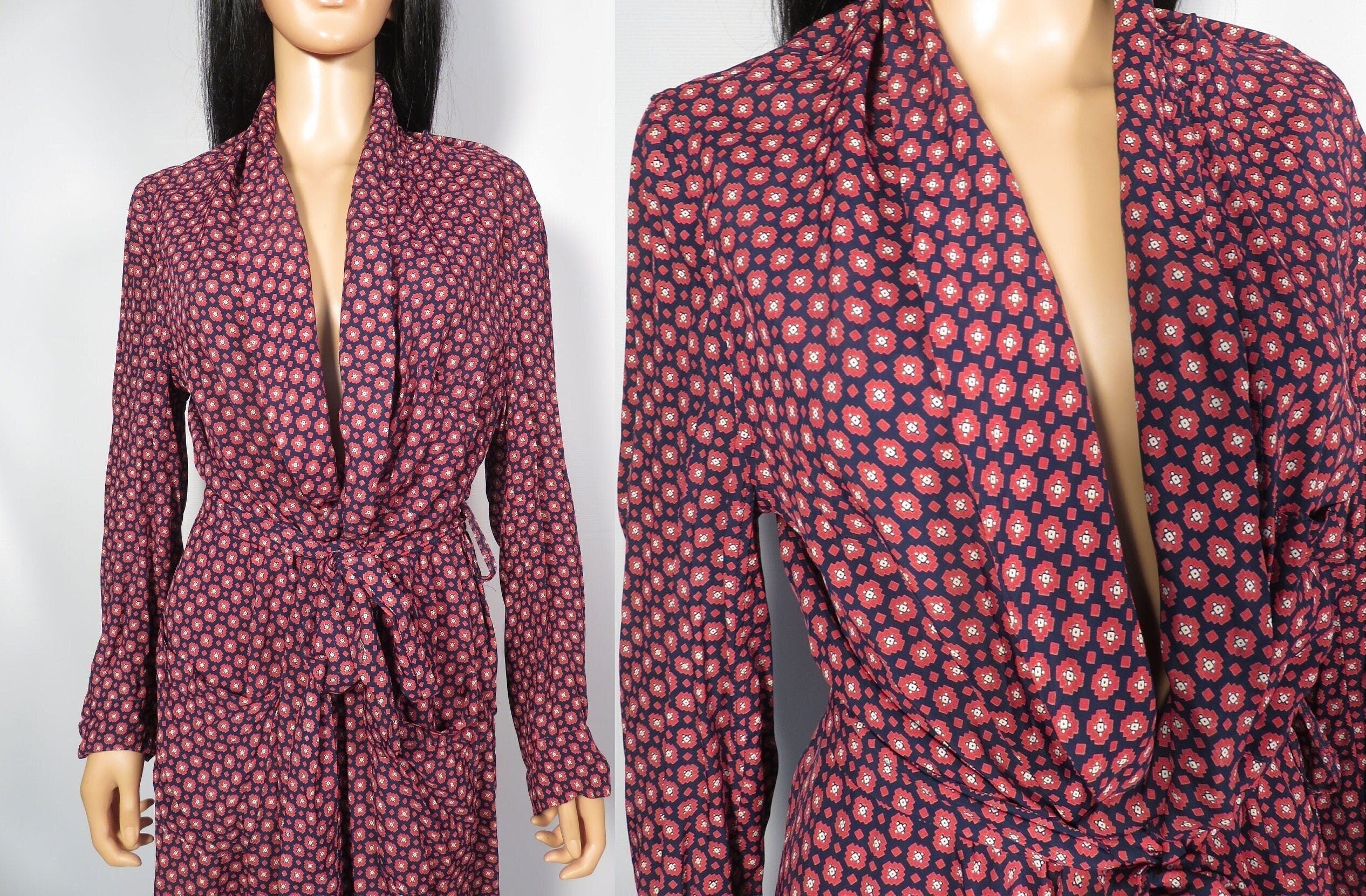 Vintage Men's 40s Rayon Medallion Print Loungewear Robe by Robes by