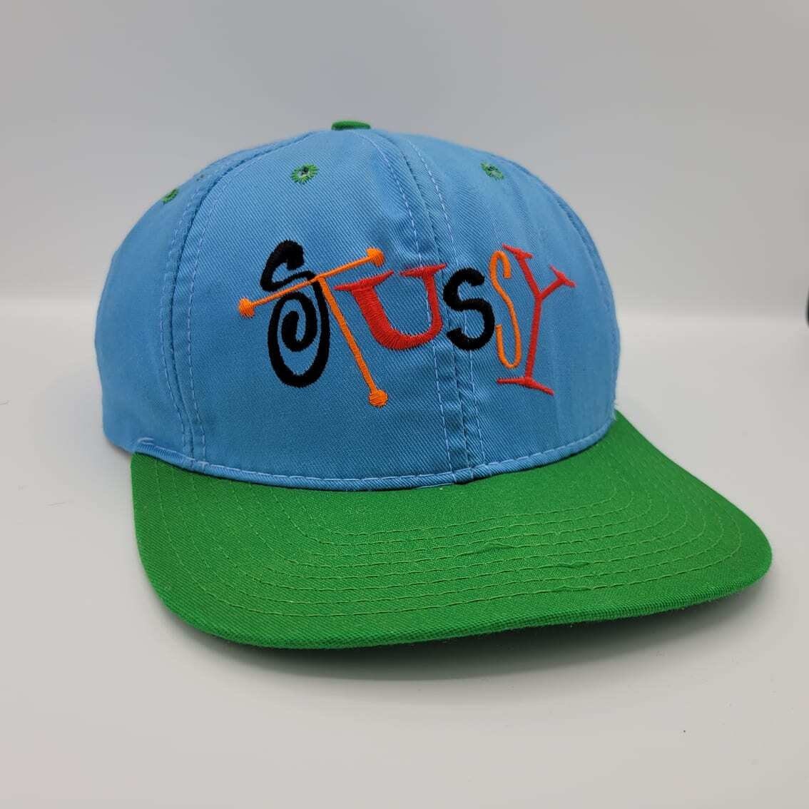 Stussy Vintage 90s Snapback Blue and Green Baseball Style Cap Stitched |  Shop THRILLING