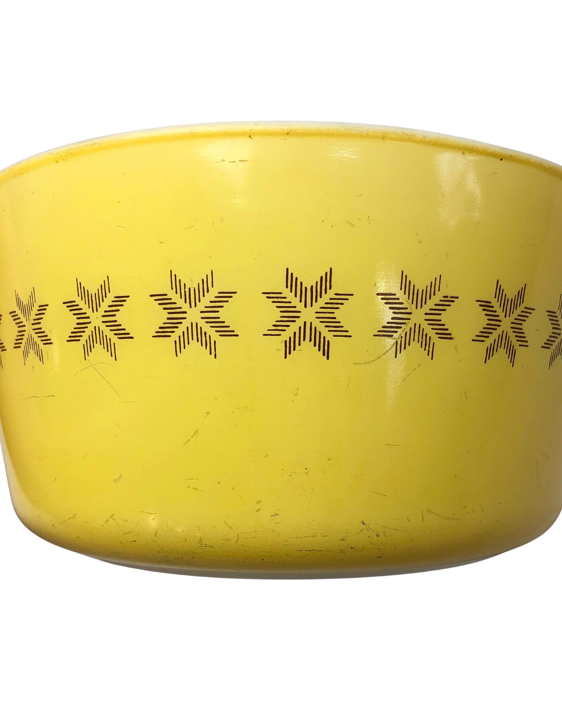 Vintage Pyrex Yellow Star 1 1/2 Qt Divided Casserole Dish