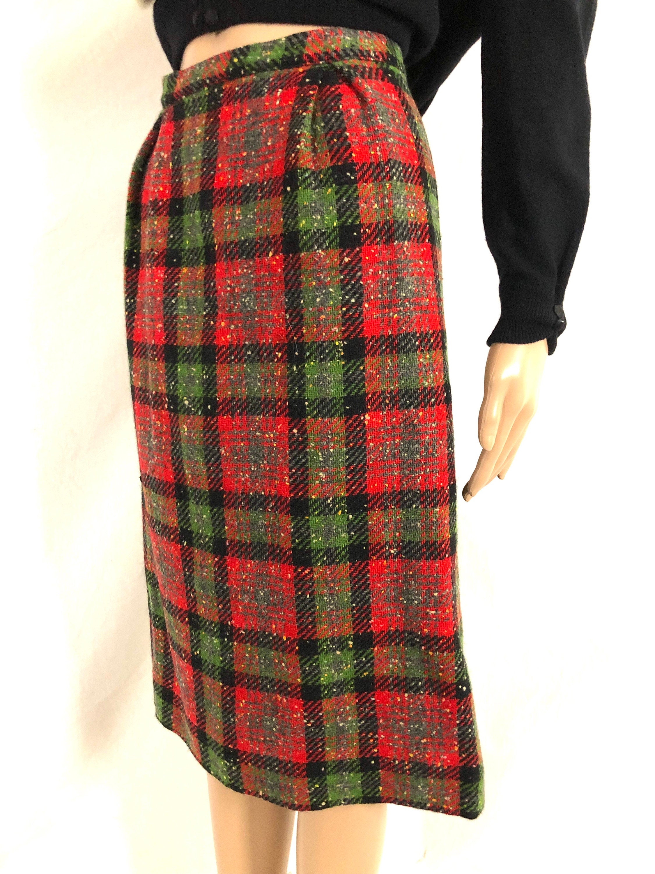 Vintage Christmas Plaid Pleated Skirt main image 1