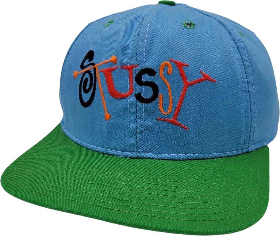 Stussy Vintage 90s Snapback Blue and Green Baseball Style Cap Stitched On  Letters by Stussy Capz