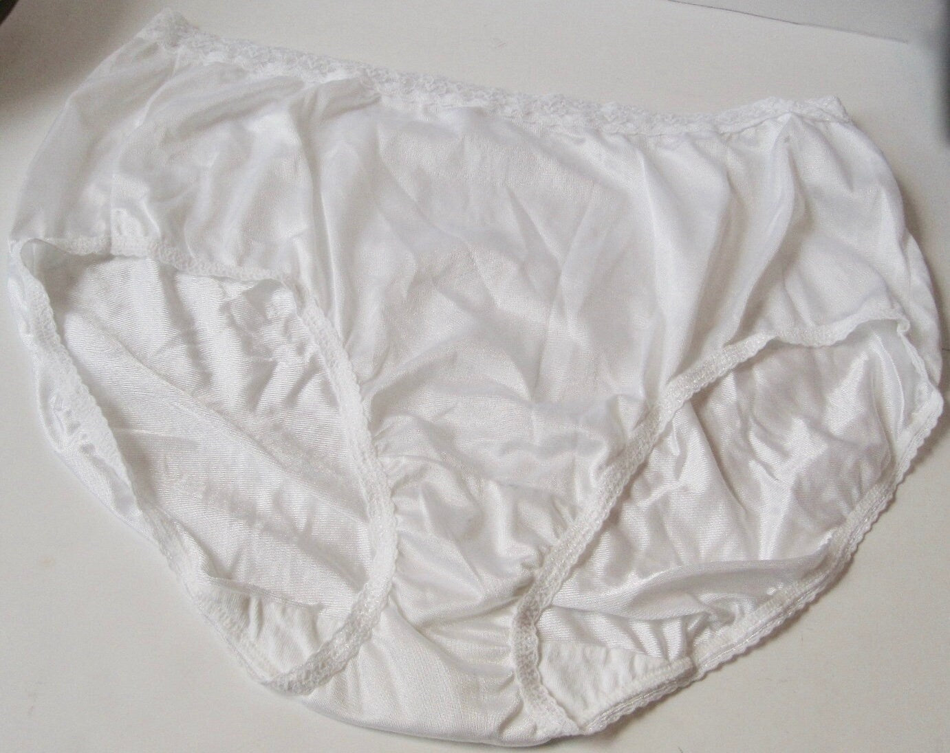 Vintage Fruit of The Loom White Shiny Nylon Granny Panties
